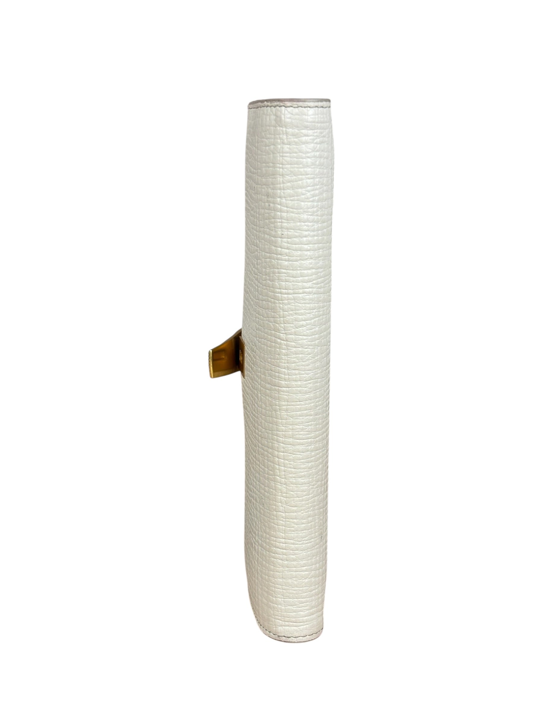 Bottega Veneta White Leather Palmellato Angle Long Wallet