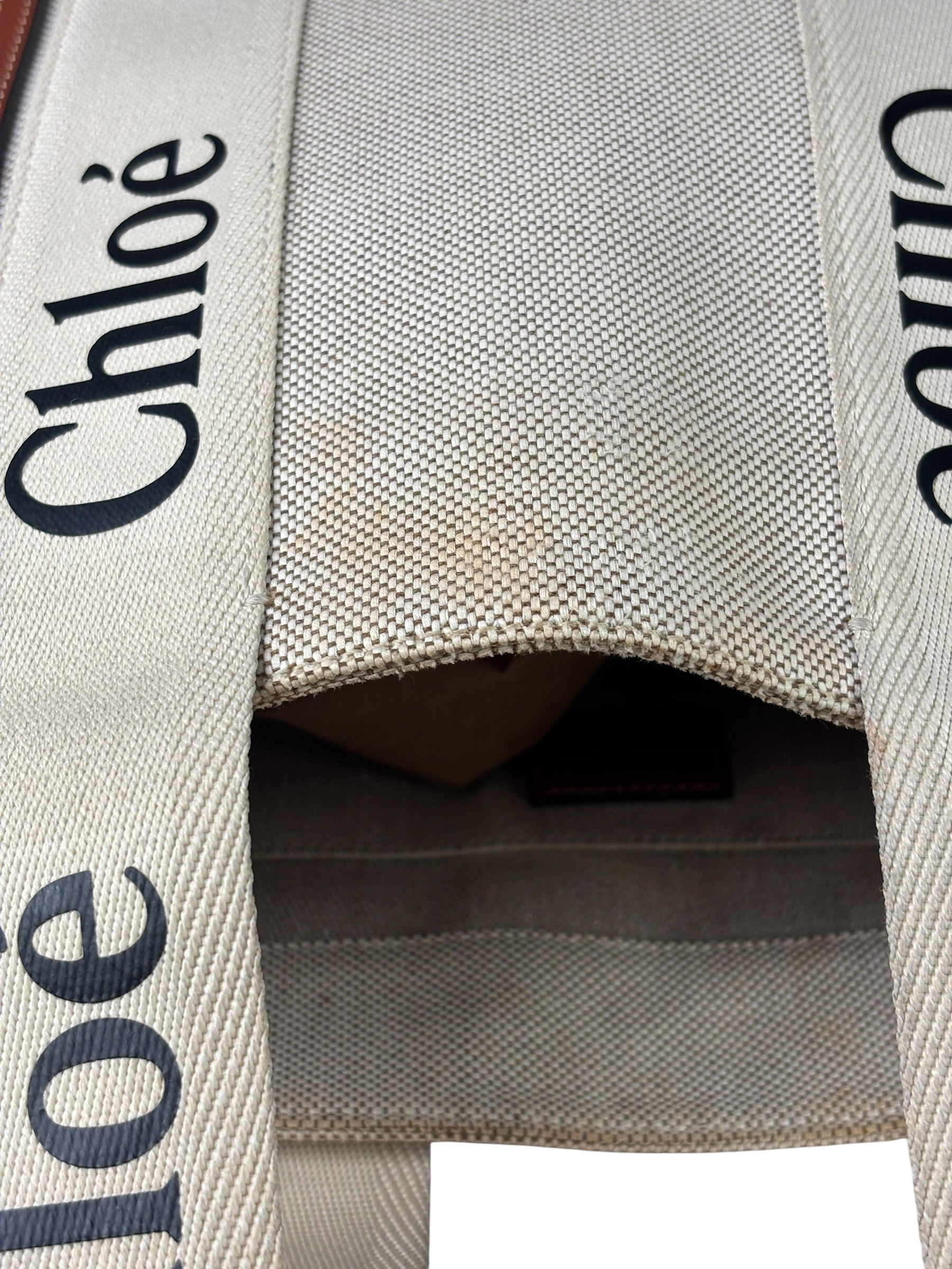 Chloé Canvas Beige/Brown Medium Woody Tote