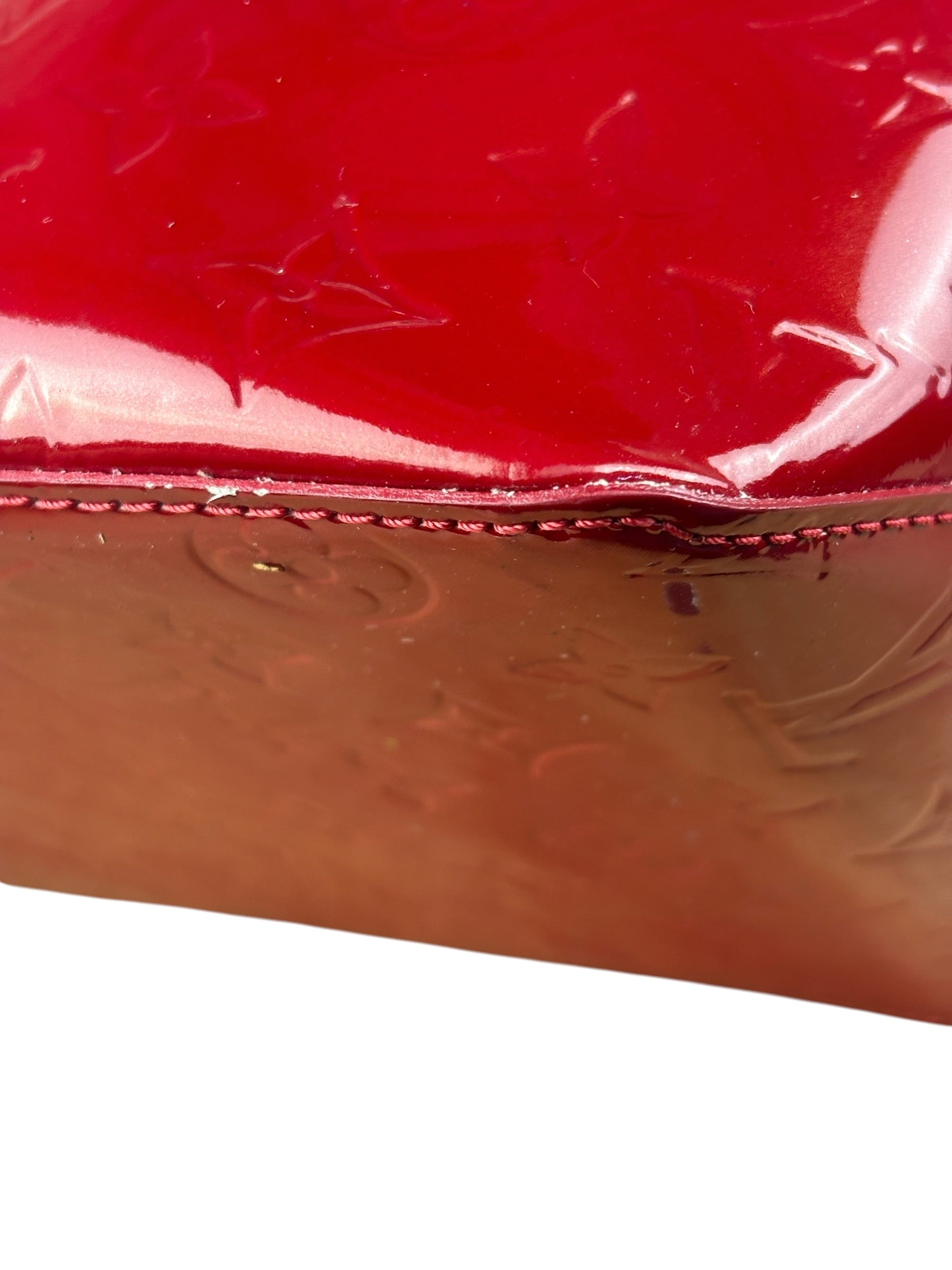 Louis Vuitton Red Leather Monogram Vernis Bellevue Handbag PM