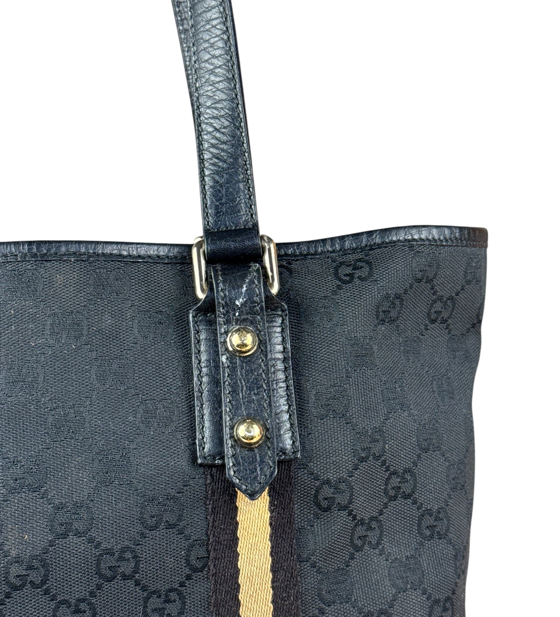 Gucci GG Vintage Black Canvas Shoulder Tote