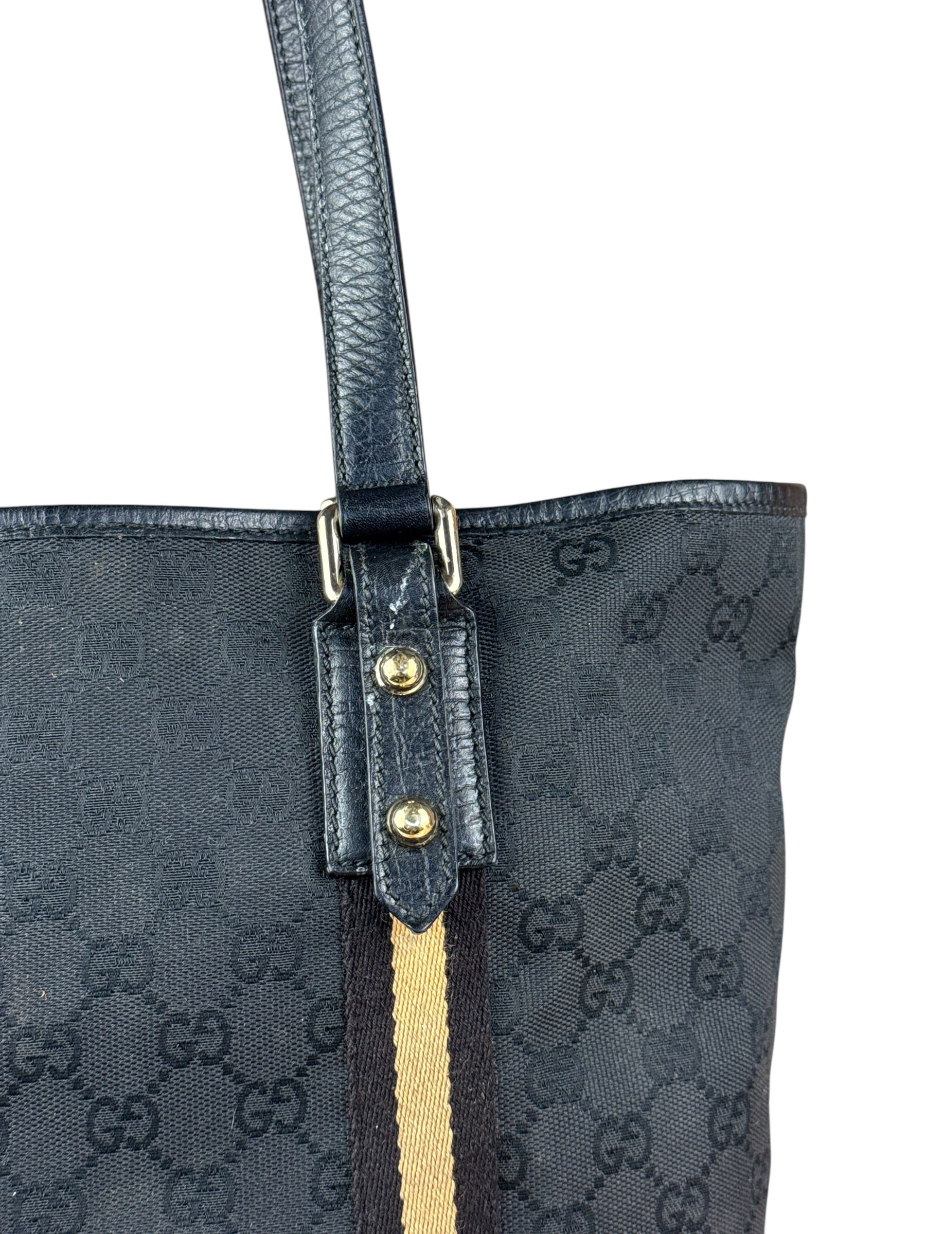 Gucci GG Vintage Black Canvas Shoulder Tote