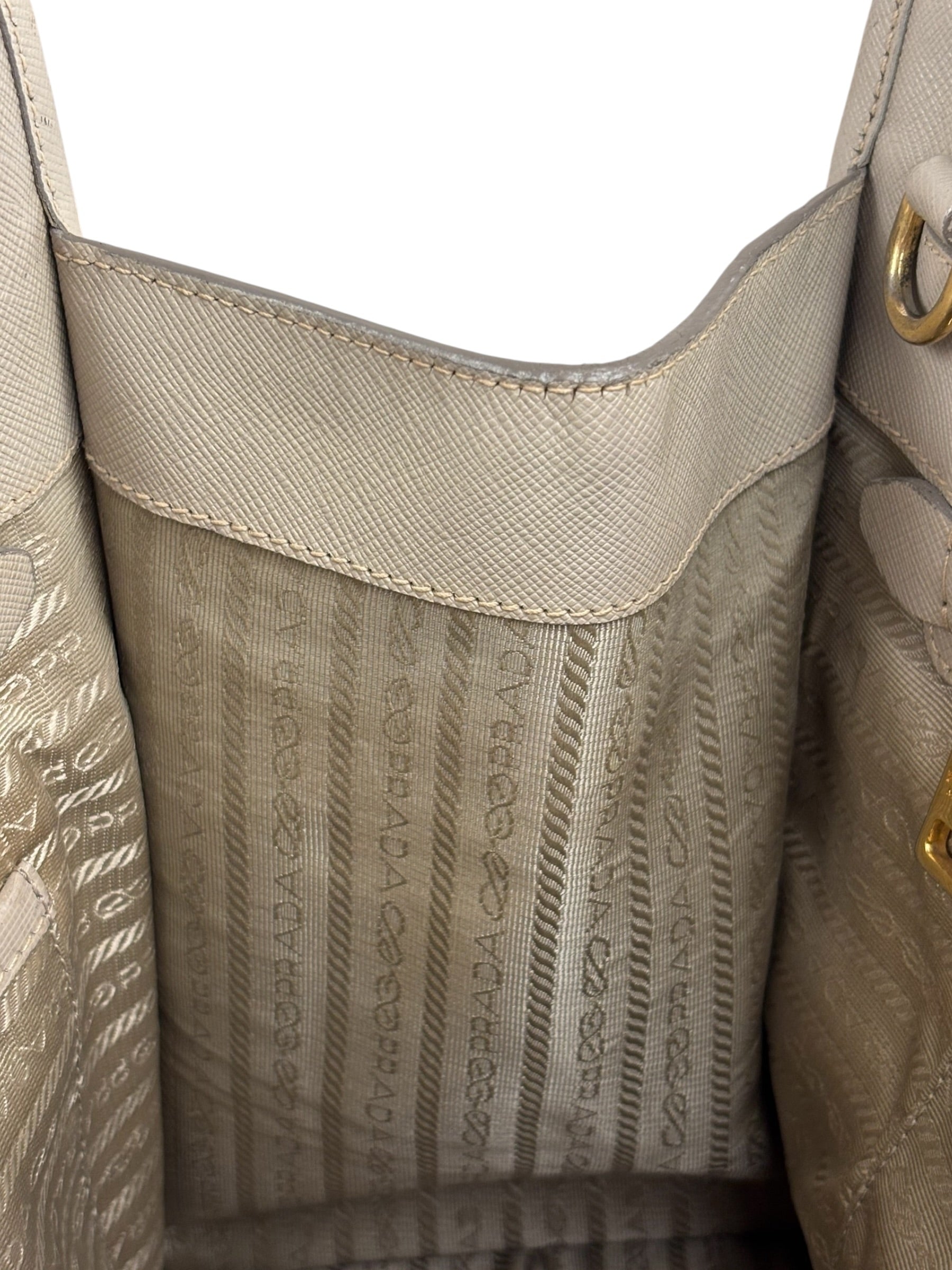 Prada Saffiano Lux Leather Grey 2Way Shopping Bag