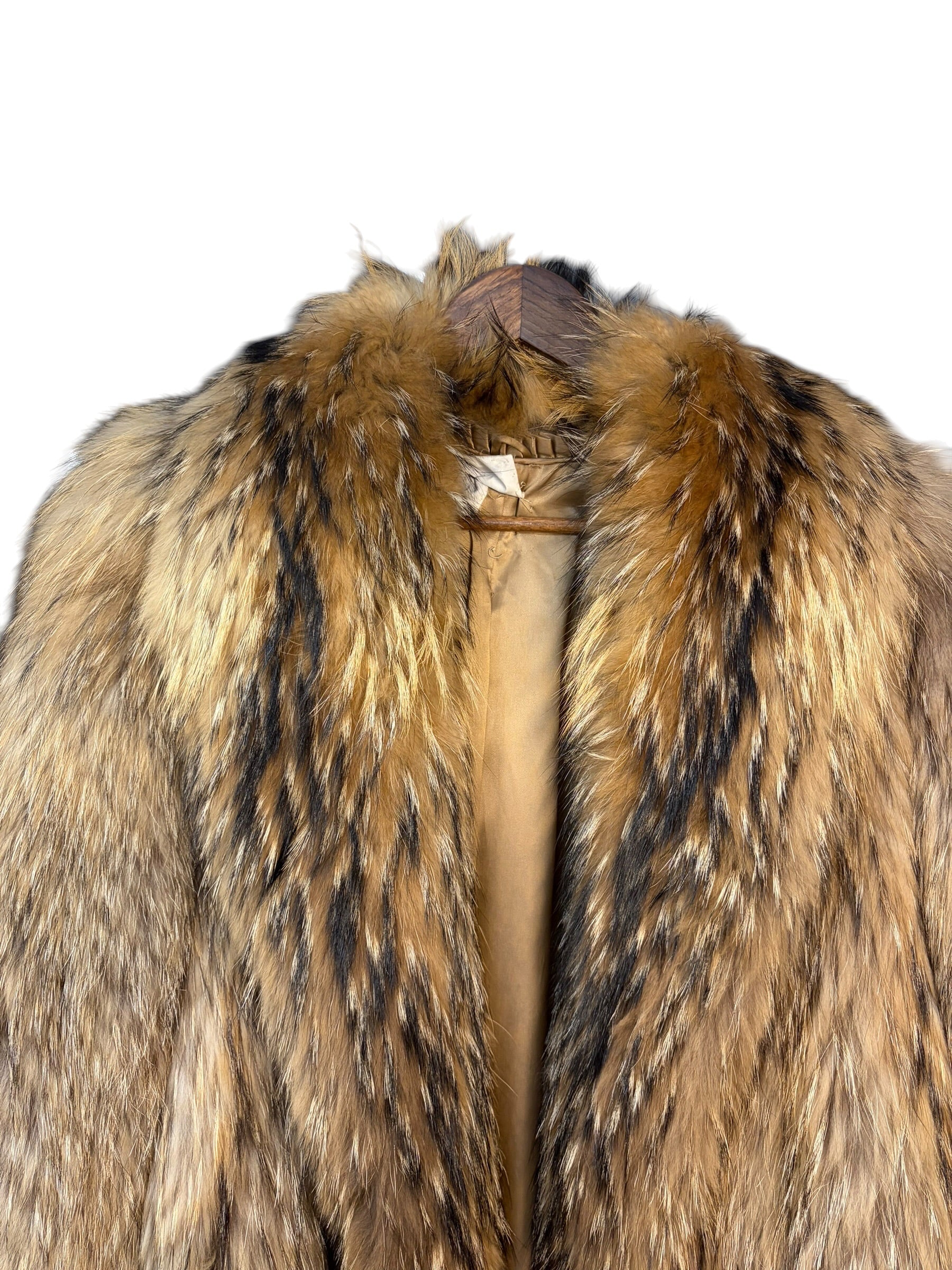 Vintage Brown Raccoon Full Length Fur Coat