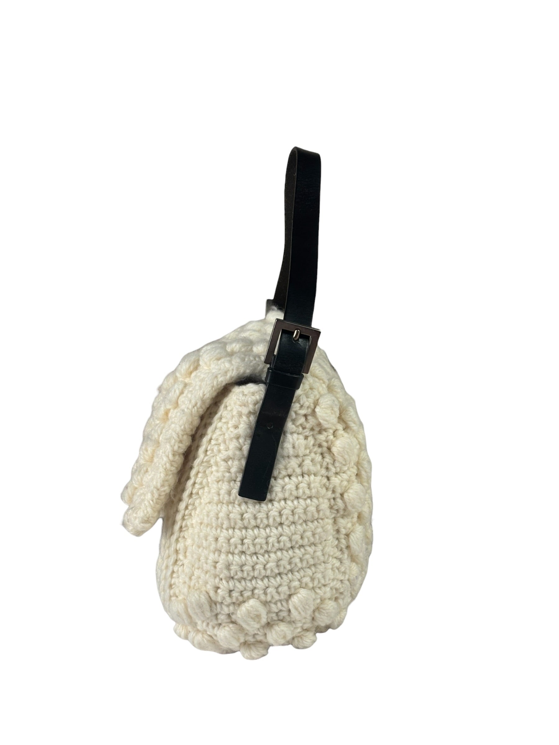Fendi Vintage Leather Trim Knitted Wool Mamma Baguette
