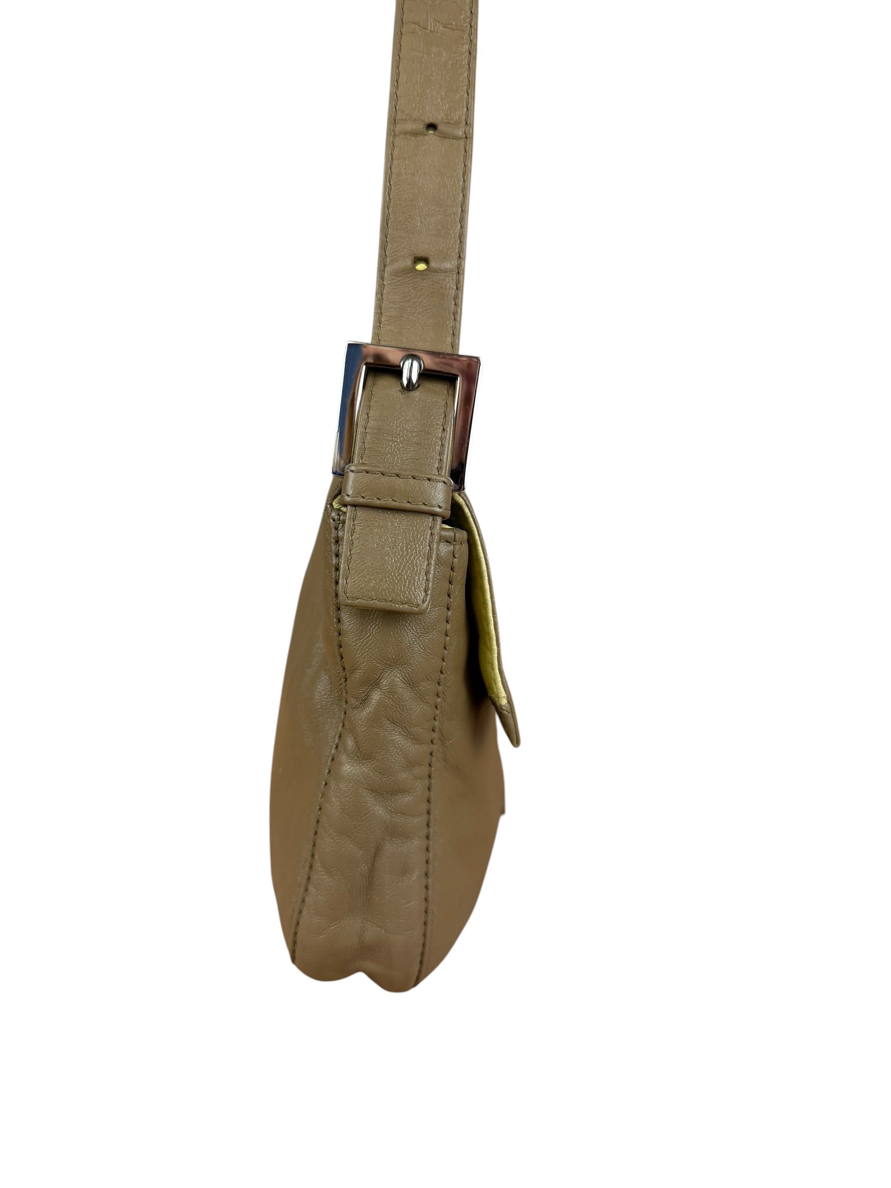 Fendi Yellow Wave Buckle Leather Baguette