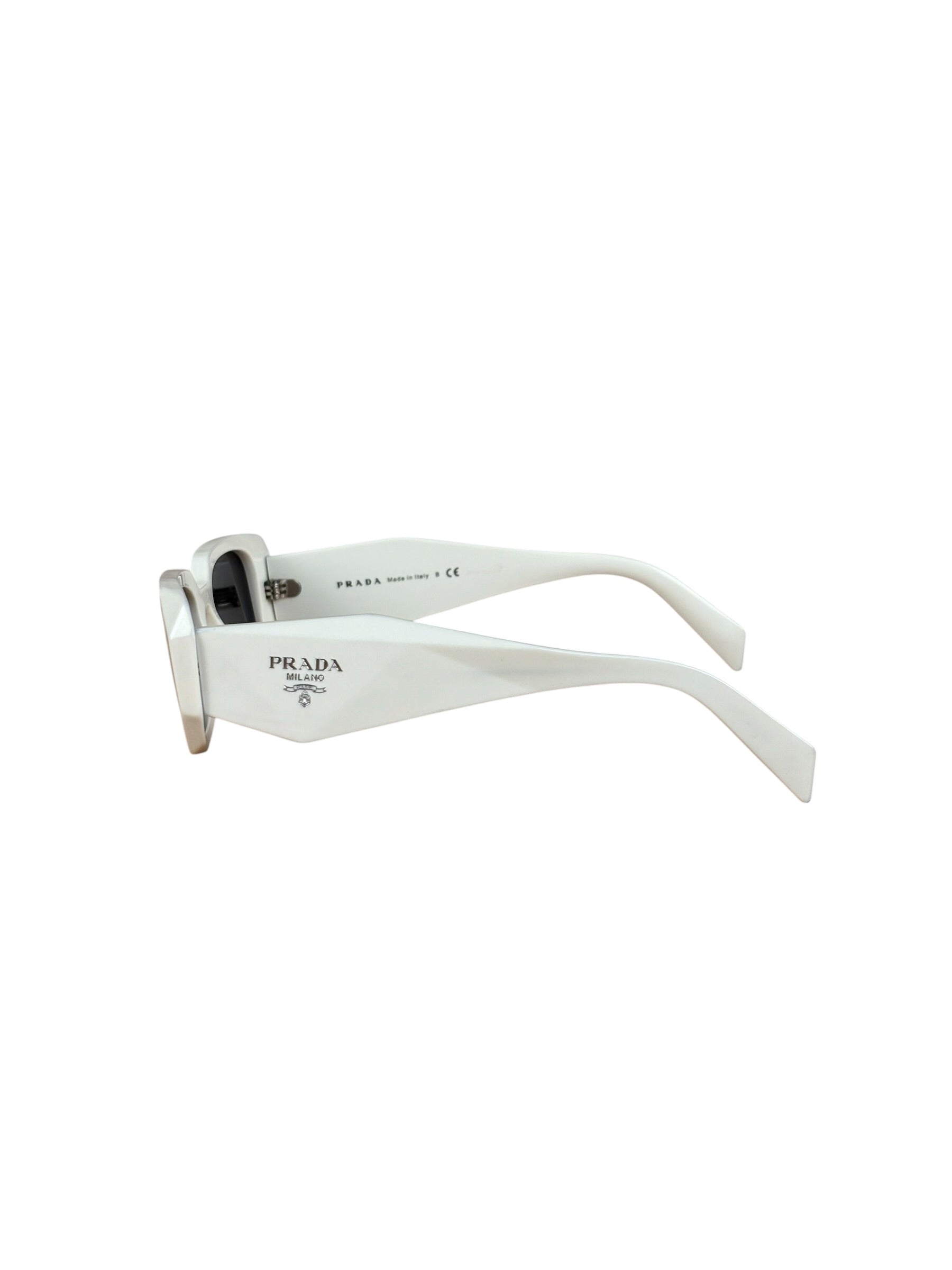 Prada White Symbole Rectangular Sunglasses