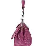 Christian Dior Purple Ruffle Leather New Lock Flap Bag