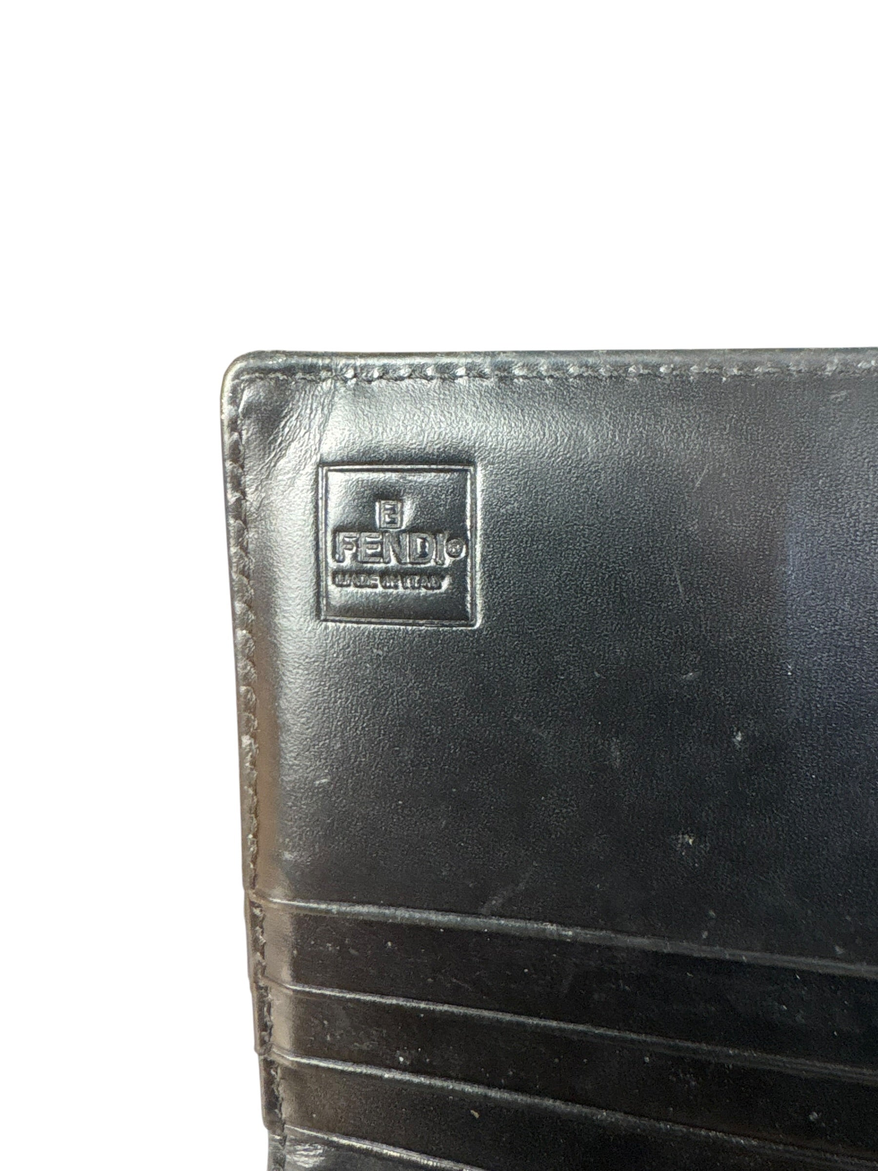 Fendi Vintage Black Zucca Print Long Wallet