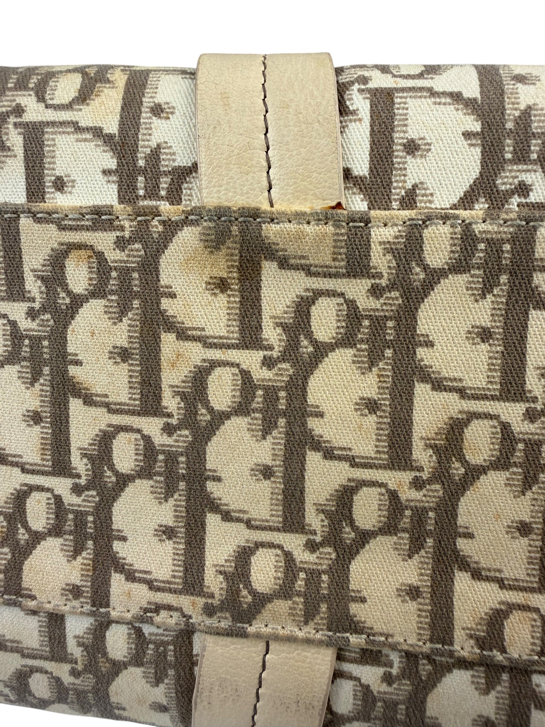 Christian Dior Vintage Monogram Flower Frame Satchel Hand Bag