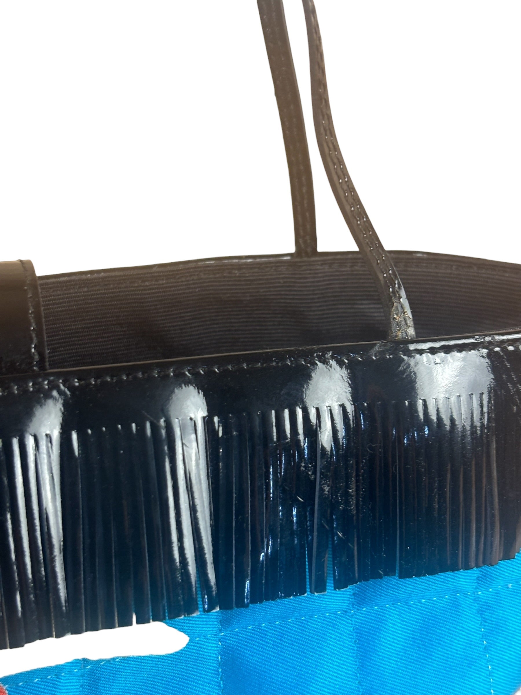 Chanel Vintage Patent Leather Fringe Mini Coco Bar Tote Bag 1998