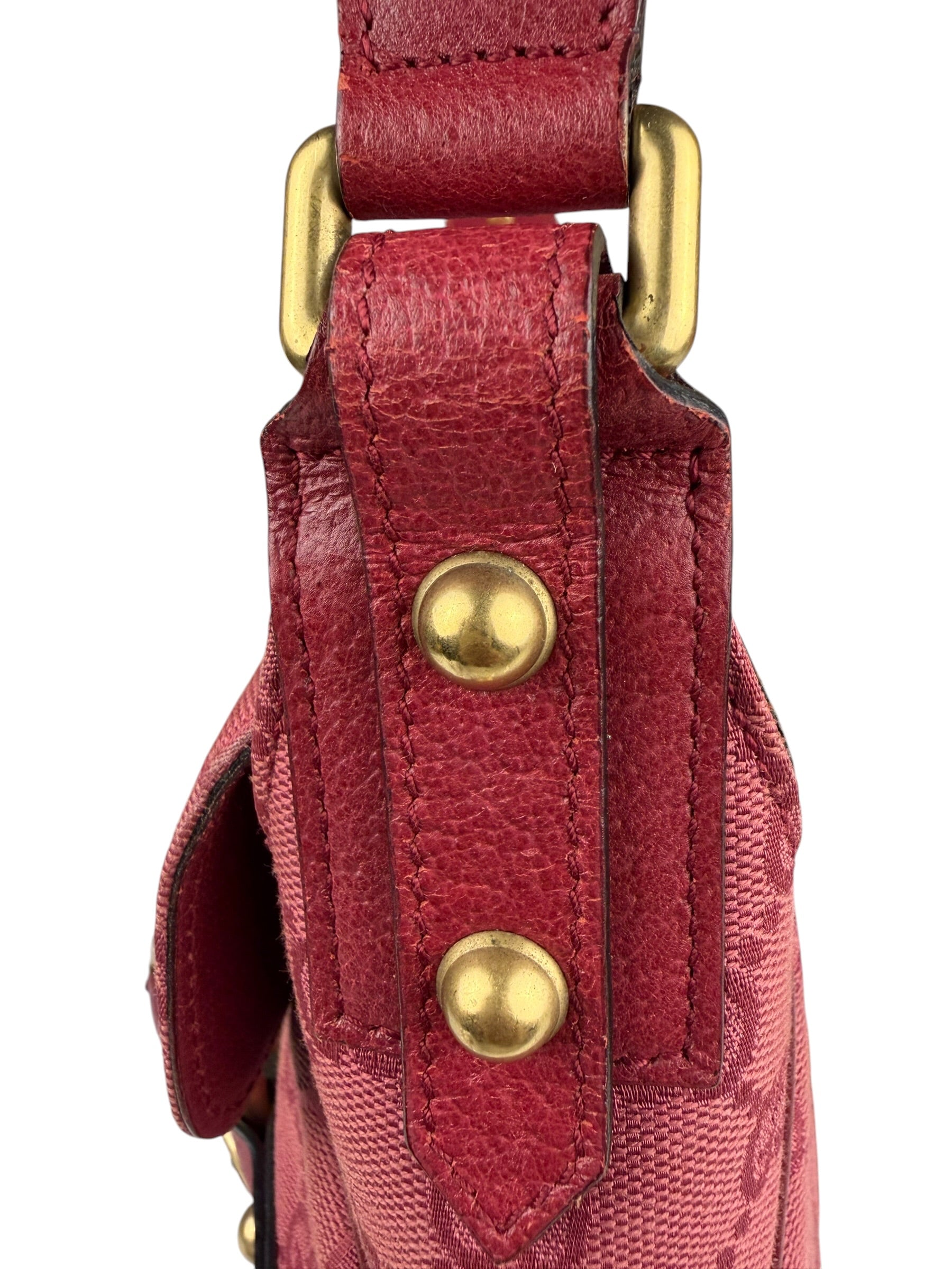 Gucci GG Vintage Pink Canvas Horsebit Shoulder Bag