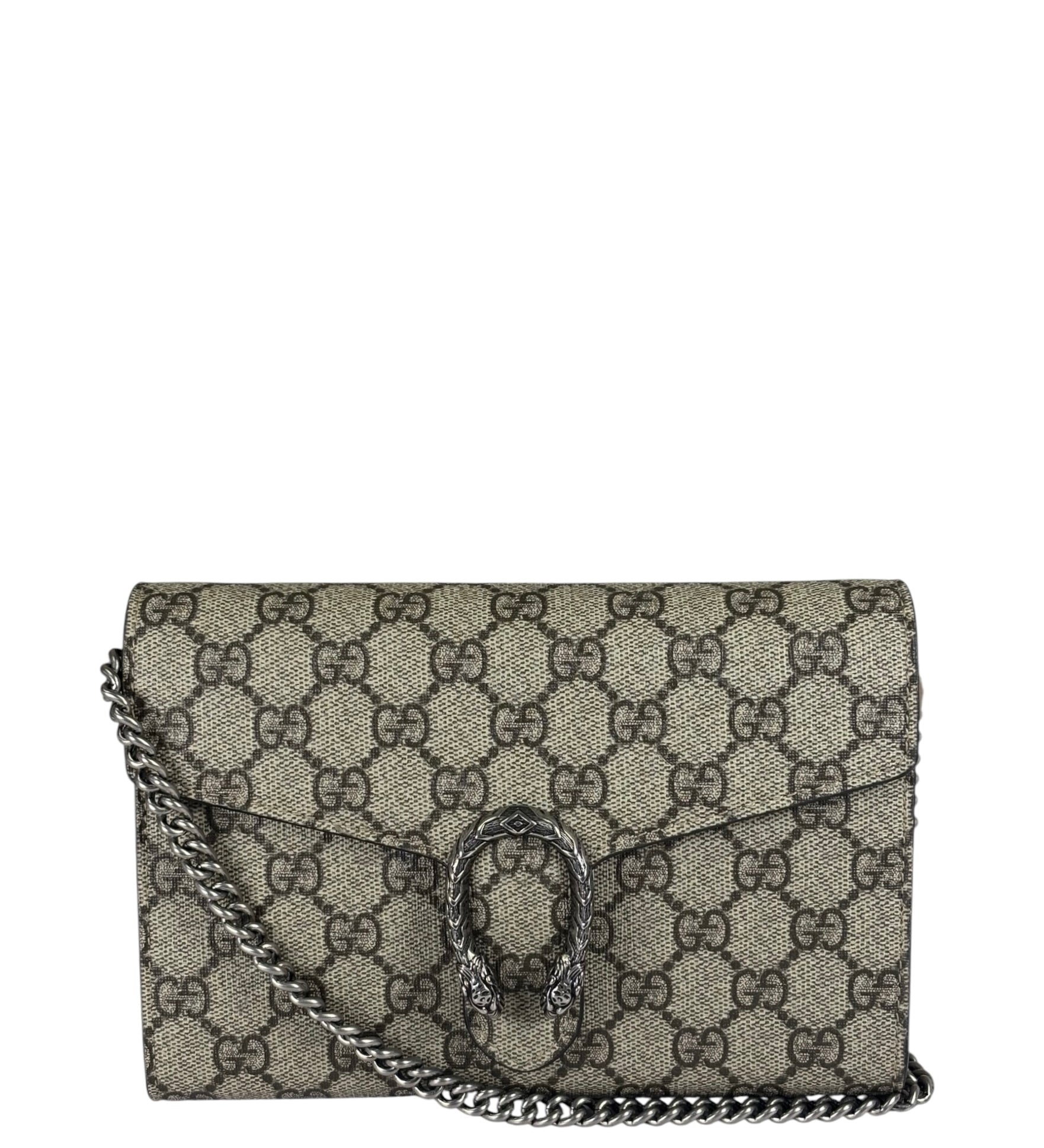 Gucci Beige Leather GG Dionysus Small Wallet On Chain