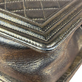 Chanel Metallic Dark Bronze Leather Old Medium Boy Flap Shoulder Bag