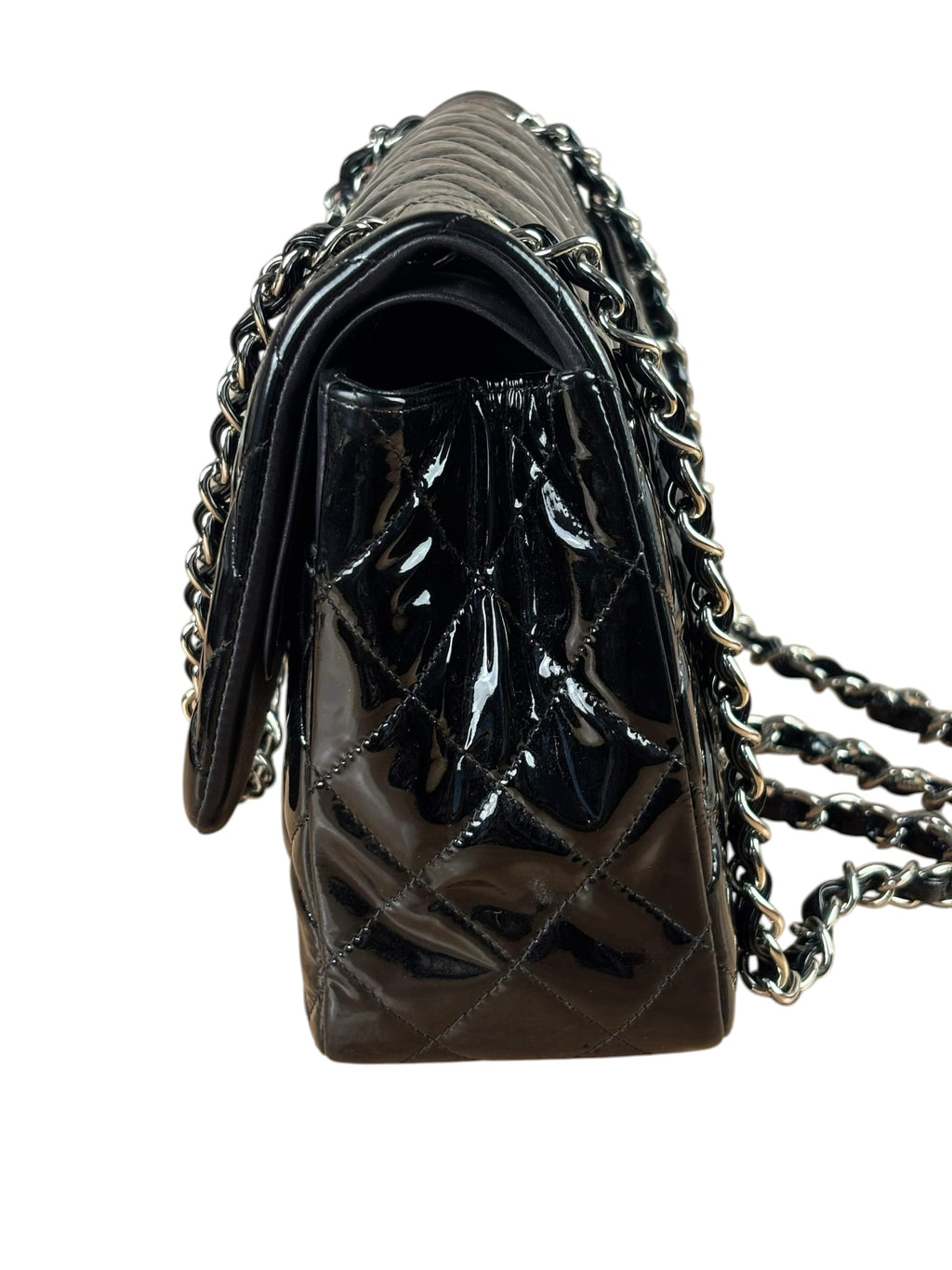 Chanel Black Patent Leather Jumbo Double Flap 2013