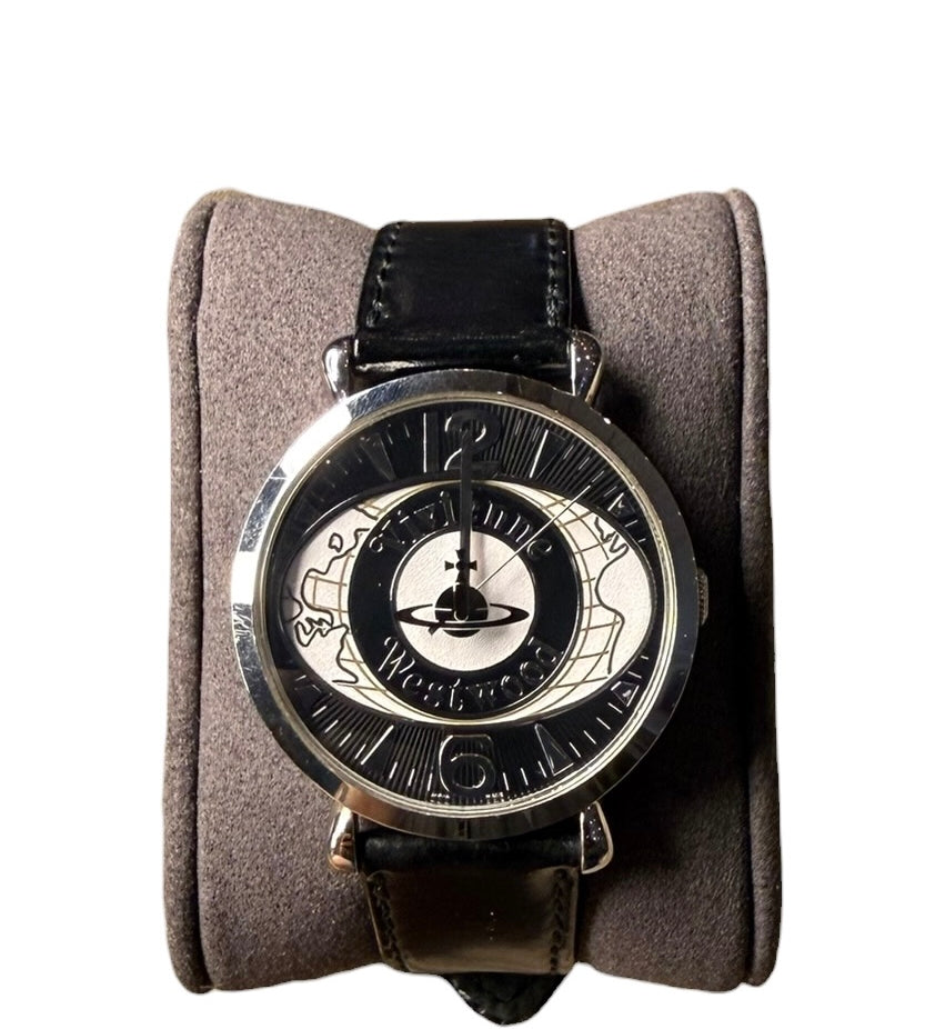 Vivienne Westwood White & Black Orb Dial Black Strap
