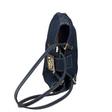 Fendi Vintage Navy Blue Leather Trim Mamma Baguette