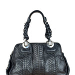 Chloé Vintage Black Leather Python Silverado Shoulder Bag