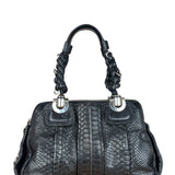 Chloé Vintage Black Leather Python Silverado Shoulder Bag