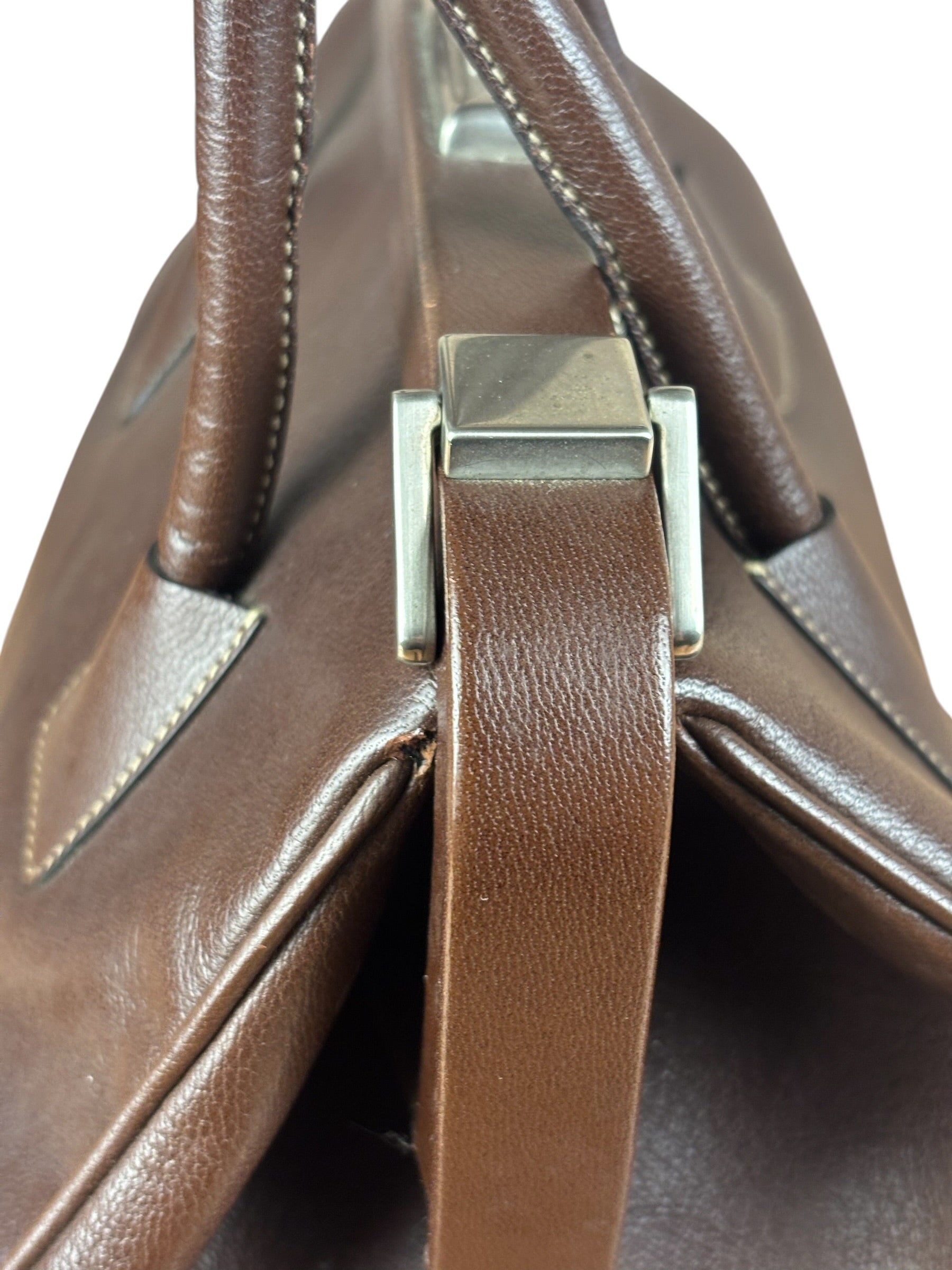 Prada Brown Leather Madras Cerniera Doctor Handbag