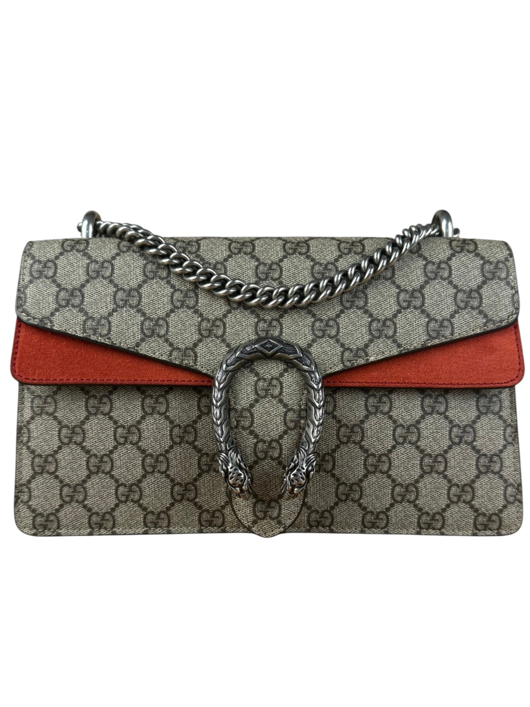 Gucci Red/Beige Dionysus GG Supreme Shoulder Bag
