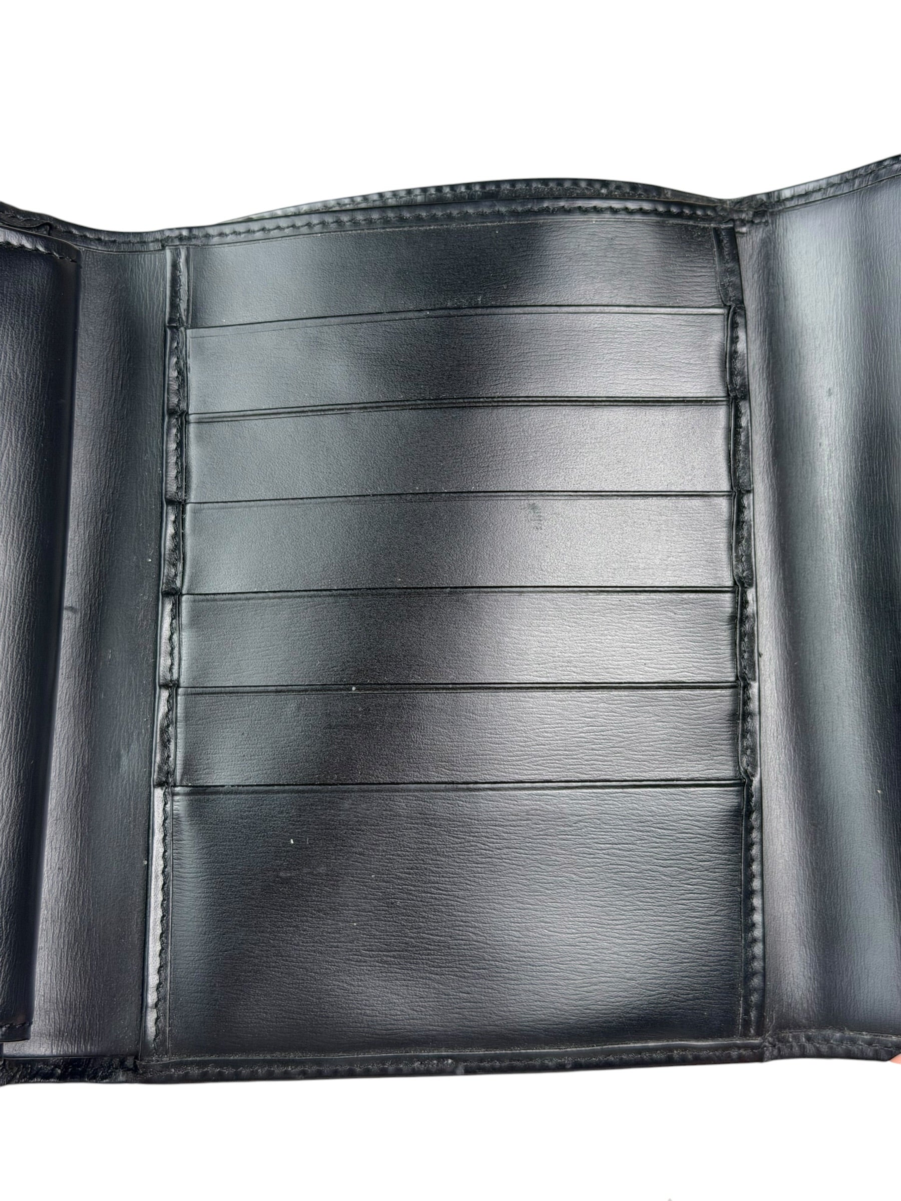 Cartier Black Leather Panther C Tri-Fold Wallet
