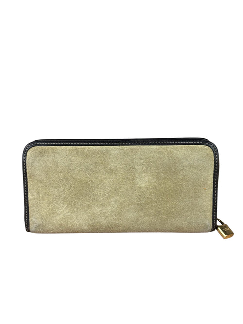 Loewe Tan Beige Suede Zip-Around Continental Wallet