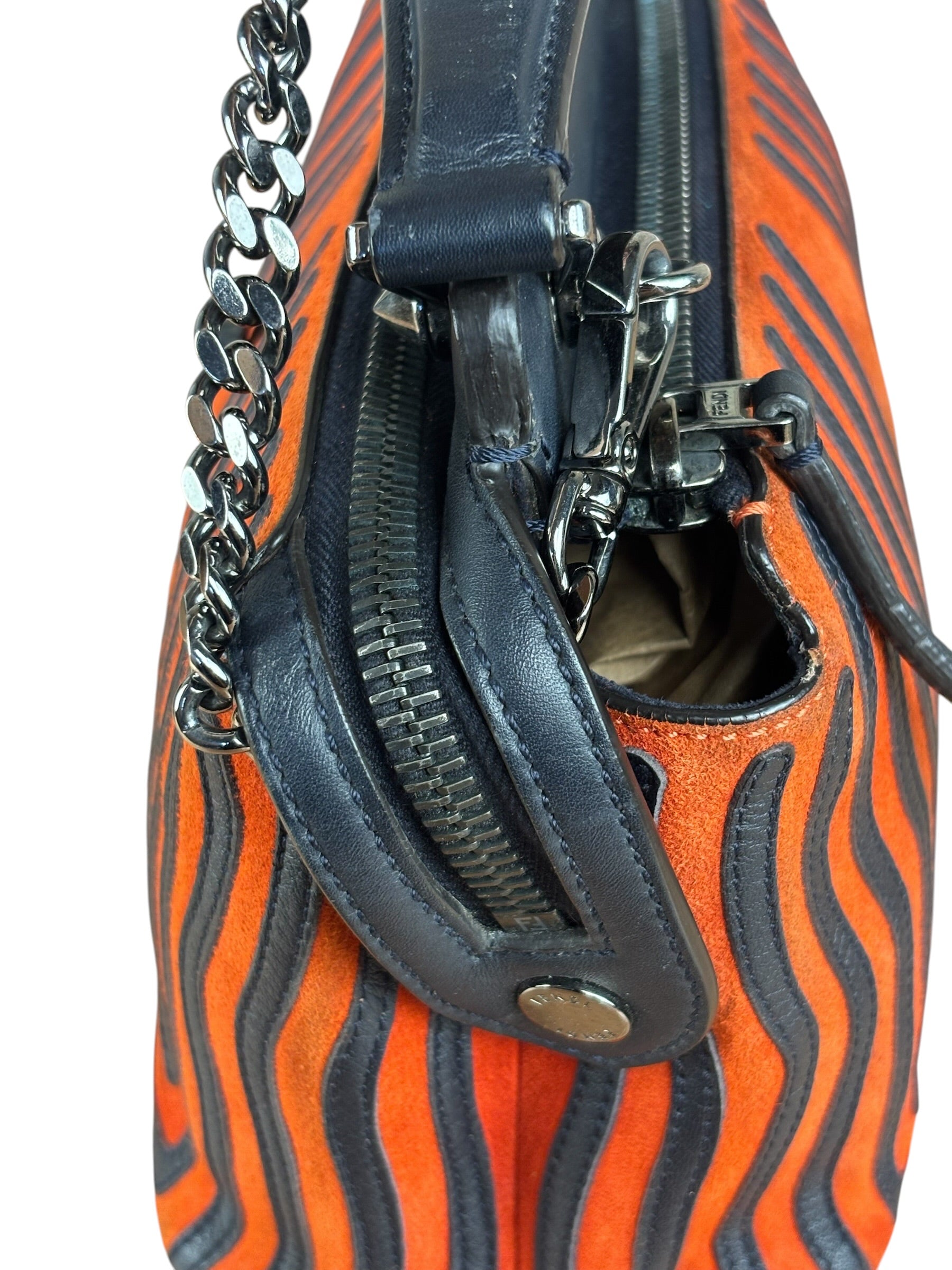 Fendi DotCom Click Striped Hypnotic Suede 2 Way