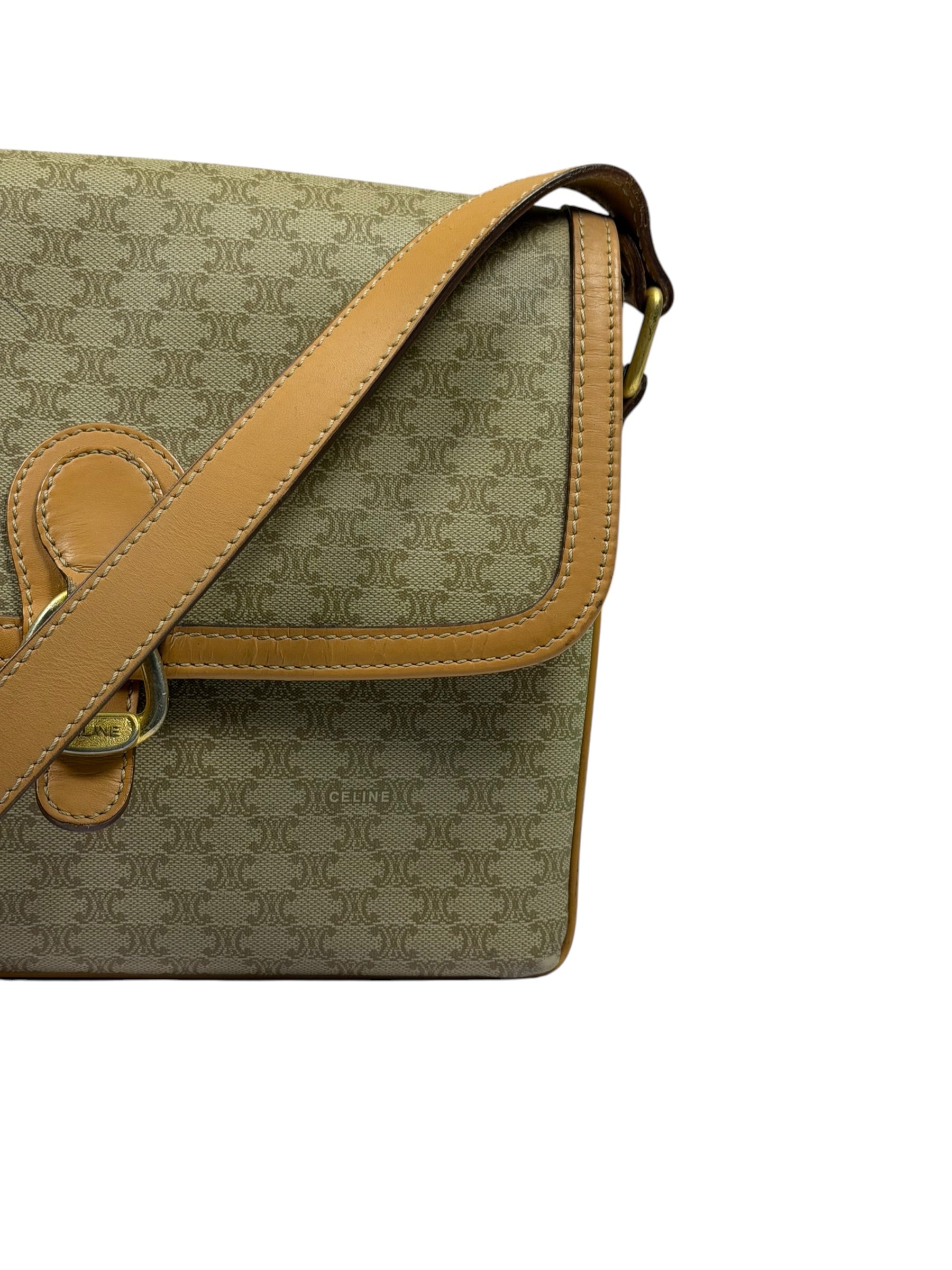 Celine Vintage Macadam Coated Canvas Crossbody Bag
