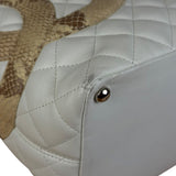 Chanel Vintage White Quilted CC Snake Cambon Ligne Tote 2004
