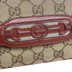 Gucci Vintage Burgundy Leather Trim GG Canvas Continental Wallet