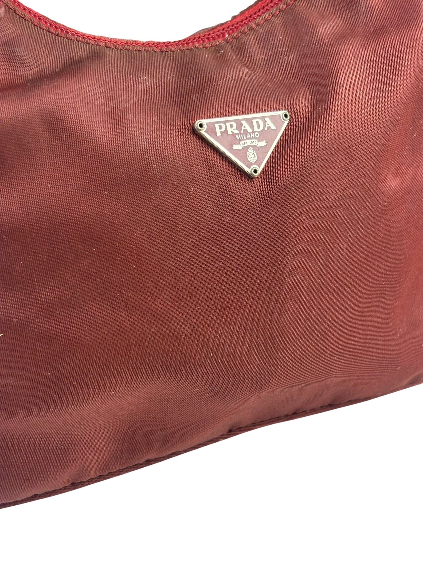 Prada Vintage Burgundy Nylon Pochette