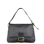 Fendi Brown Leather Zucca Mamma Baguette