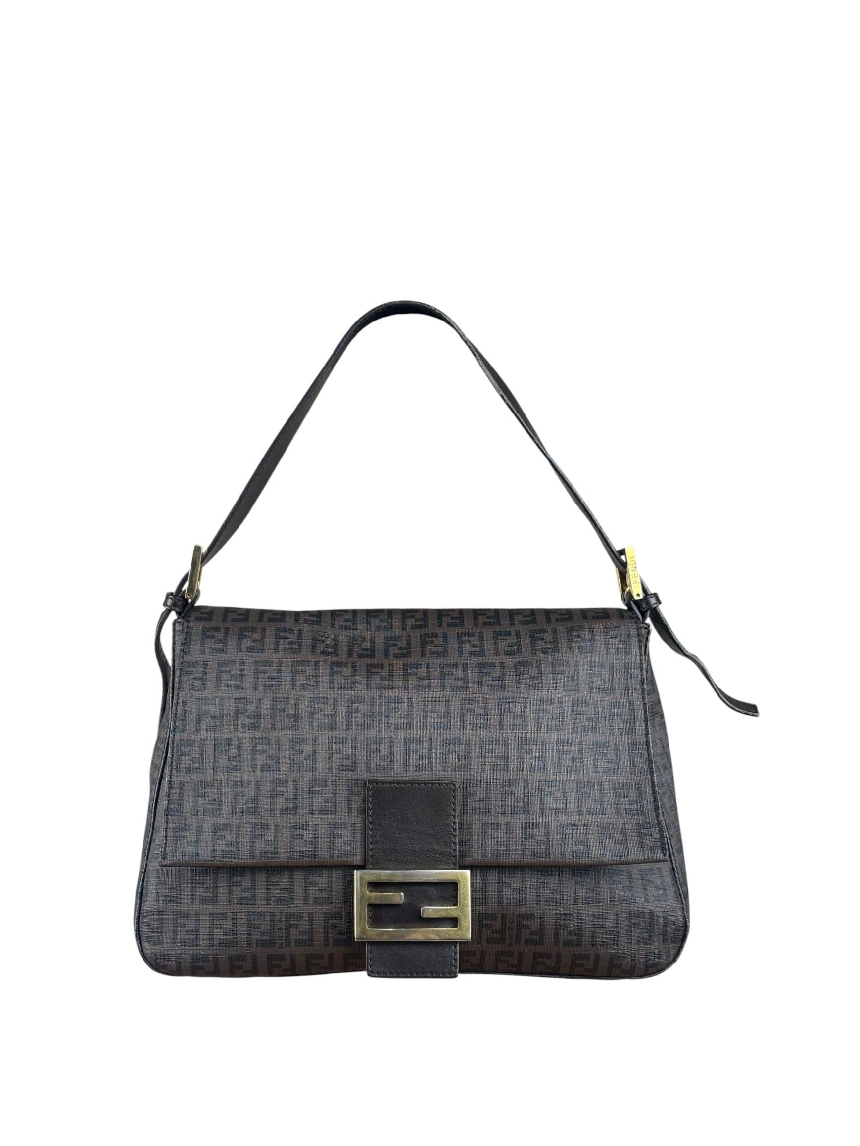 Fendi Brown Leather Zucca Mamma Baguette