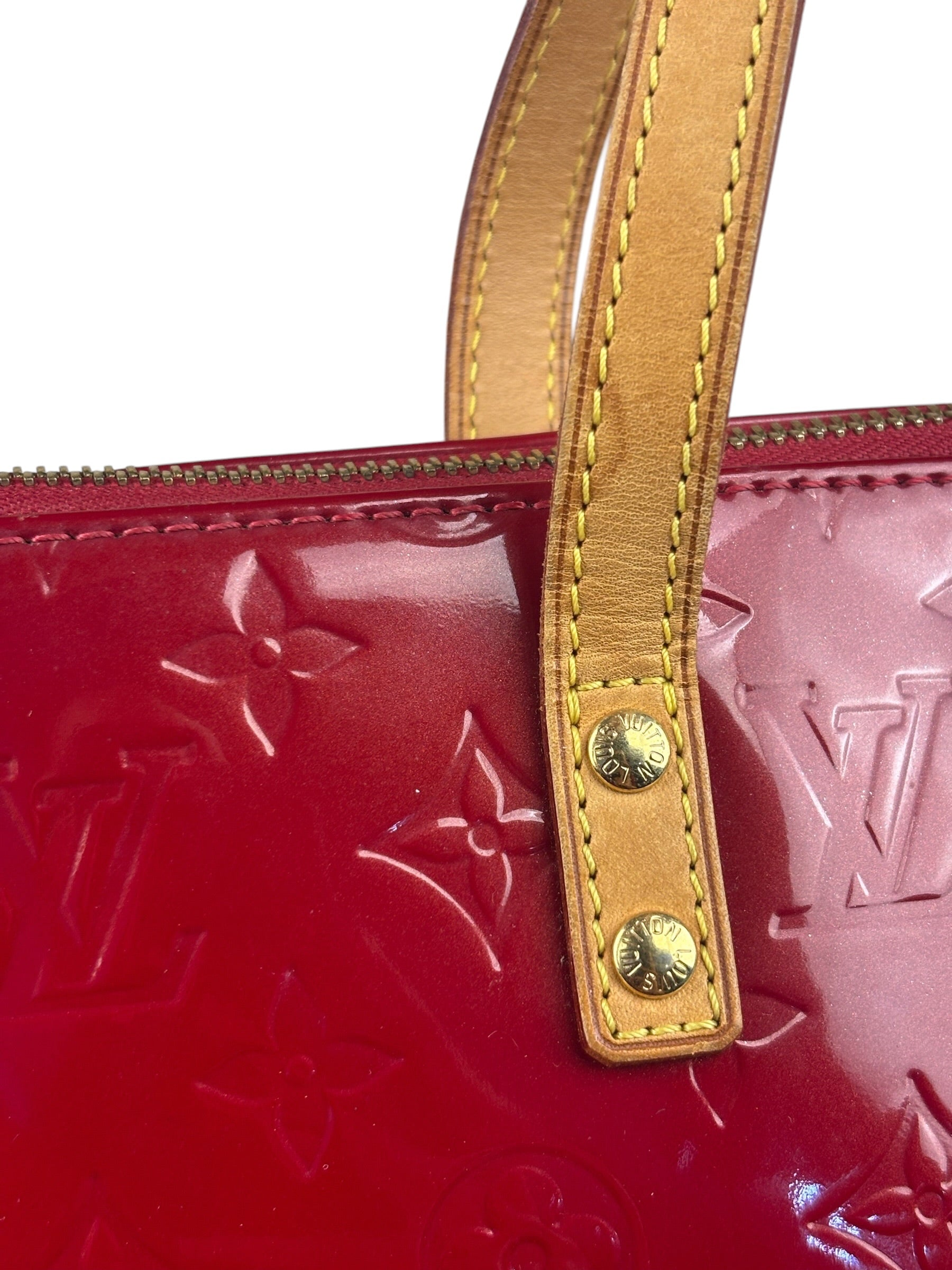 Louis Vuitton Red Leather Monogram Vernis Bellevue Handbag PM