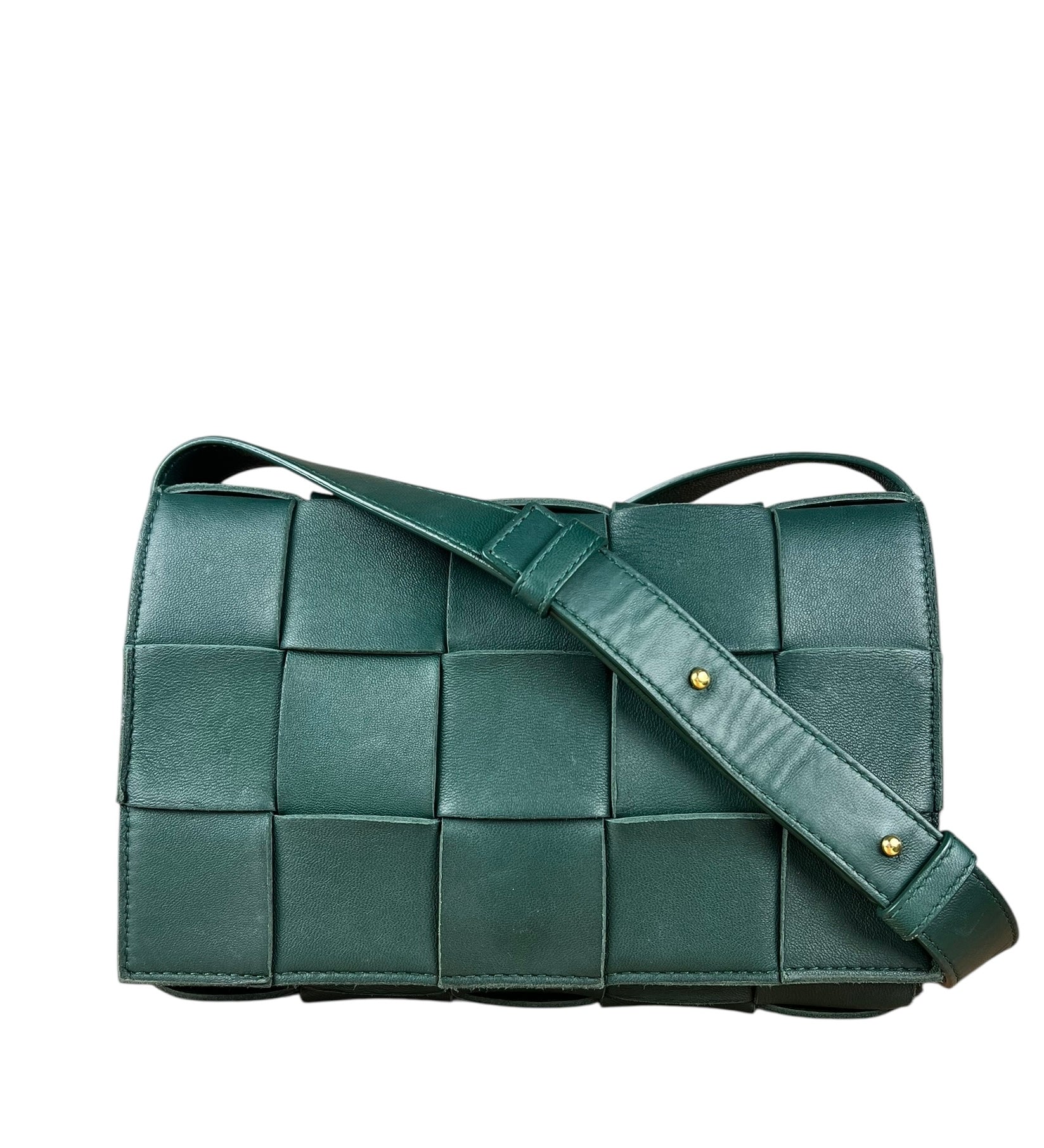 Bottega Veneta Forest Green Intrecciato Cassette Crossbody