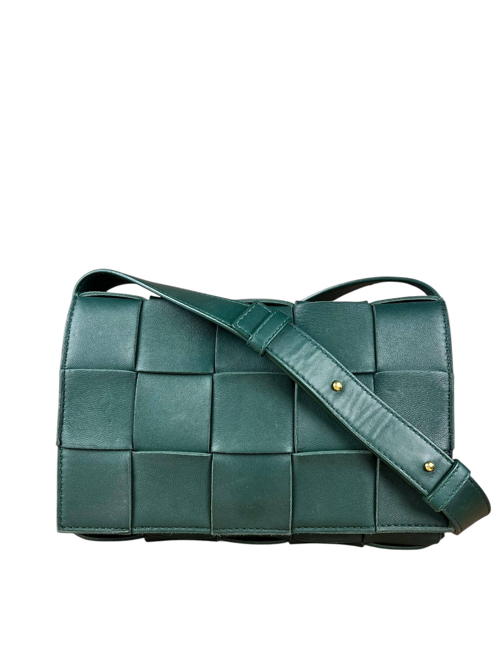 Bottega Veneta Forest Green Intrecciato Cassette Crossbody