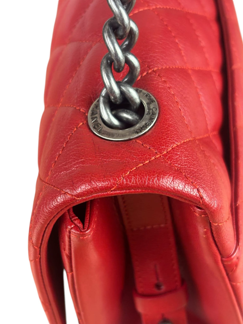 Chanel Red Quilted Lambskin Flap Bag 2015