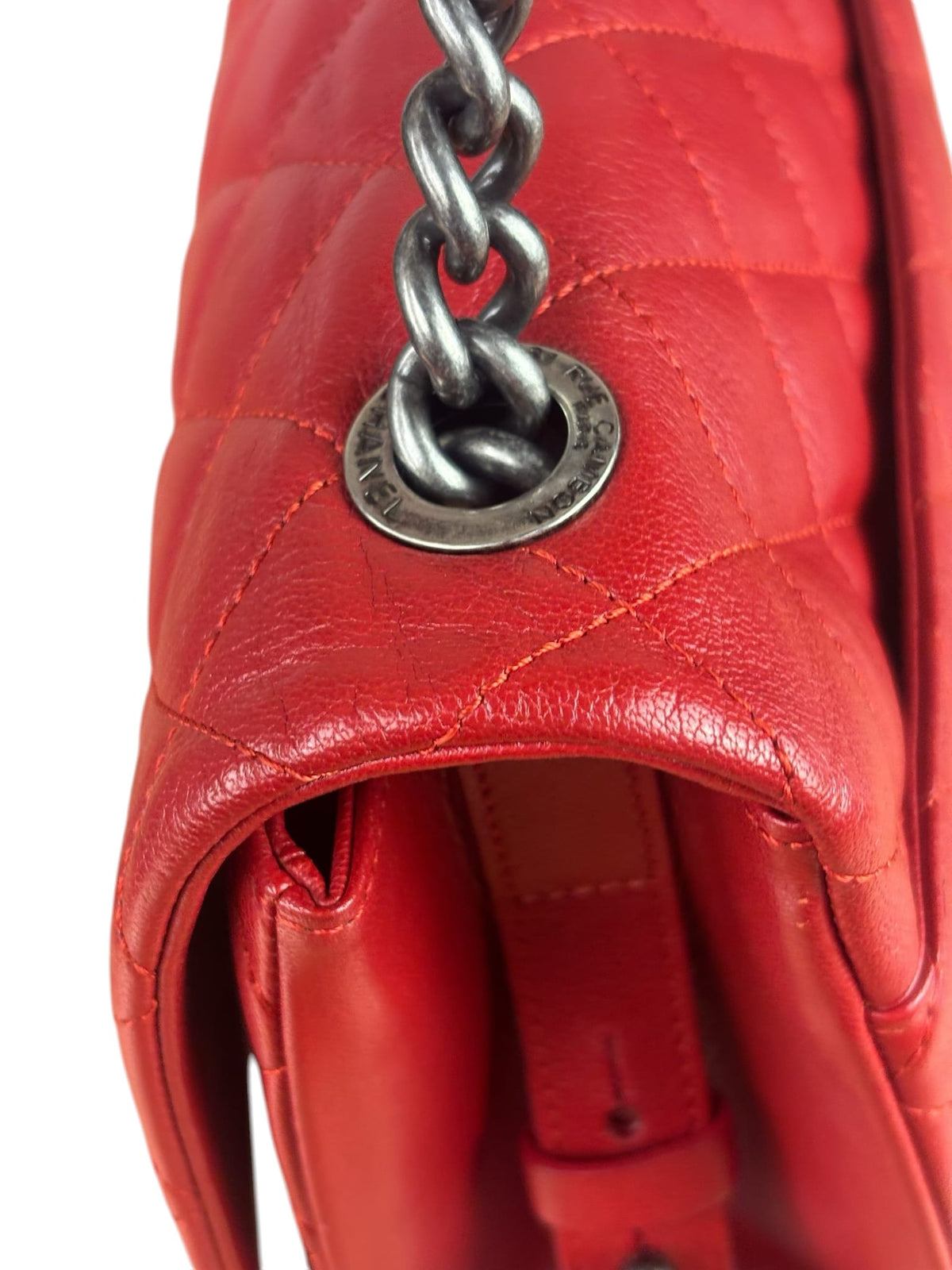 Chanel Red Quilted Lambskin Flap Bag 2015