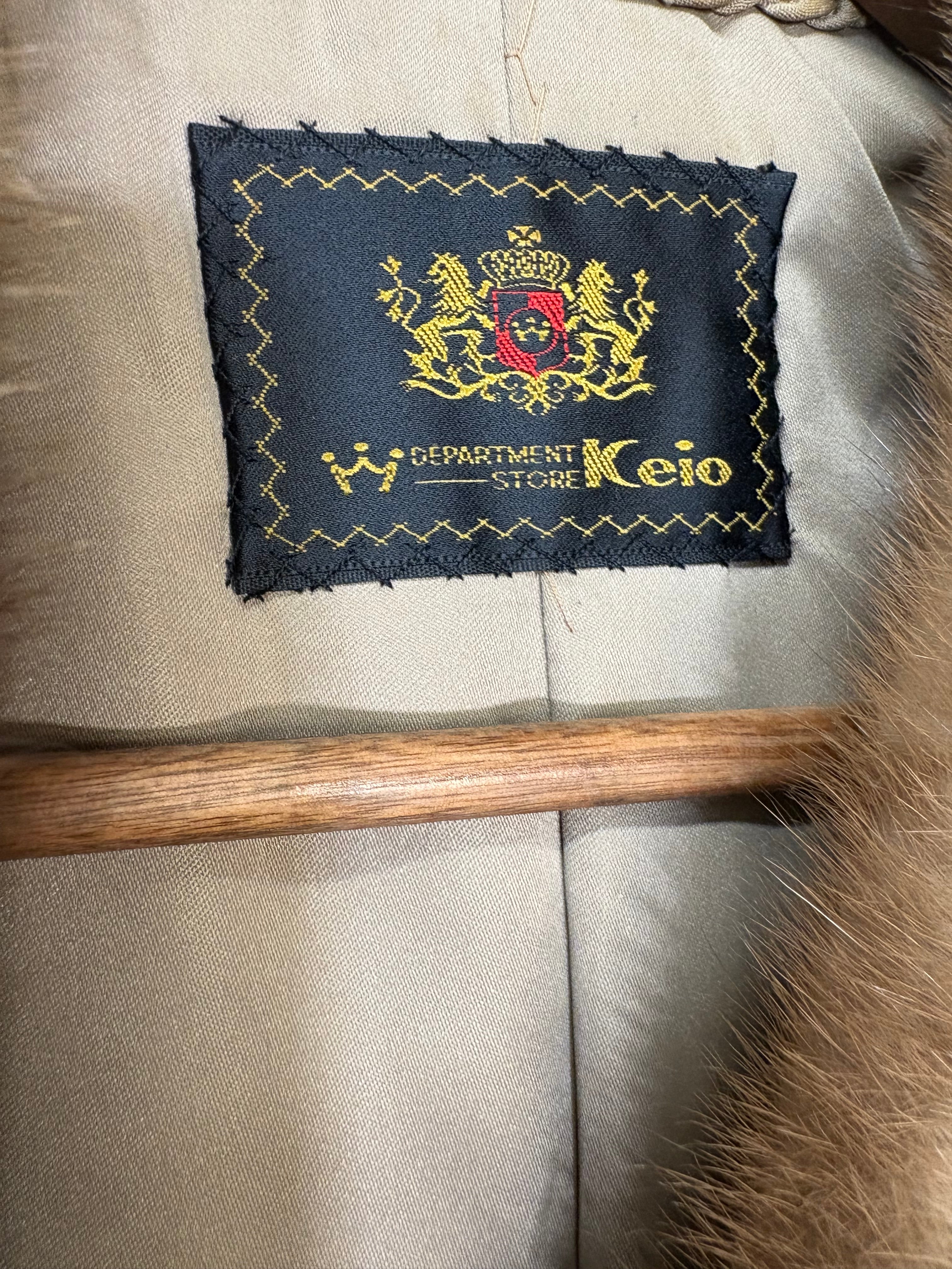 Keio Vintage Ivory Chevron Mink Fur Coat