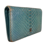 Chanel Turquoise Blue Python Long Wallet 2014
