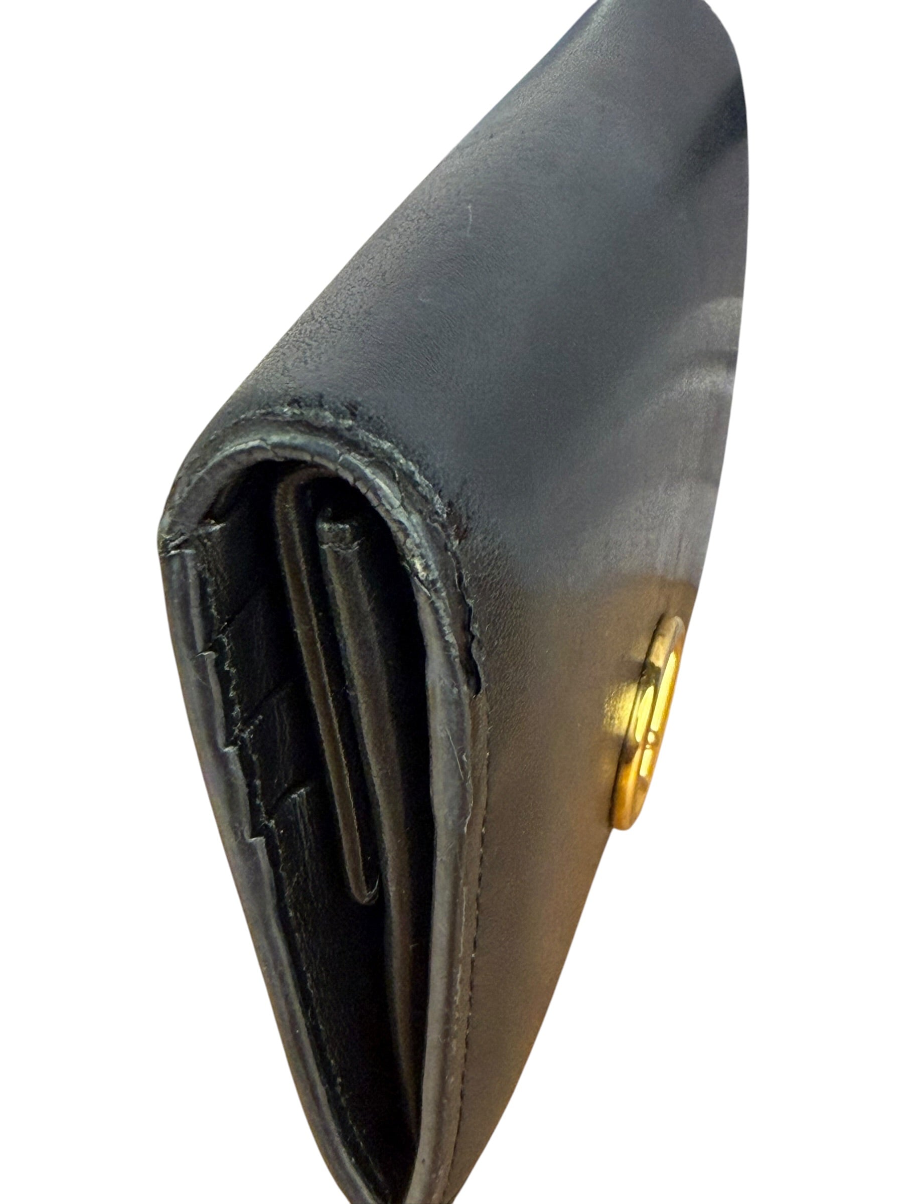 Fendi Black Leather Bifold Compact Wallet