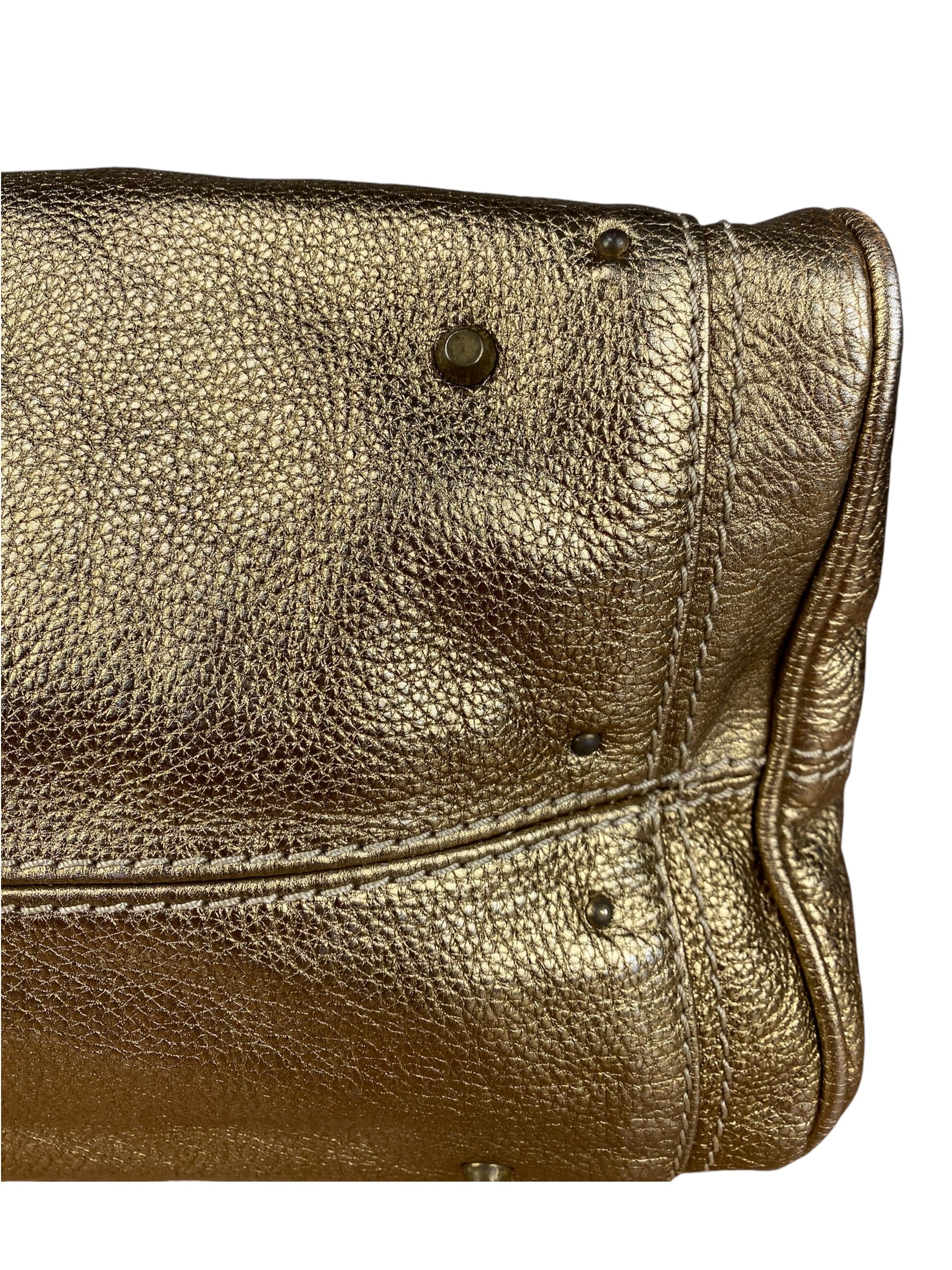 Chloé Vintage Gold Metallic Paddington Bag