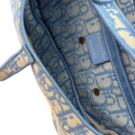Christian Dior Blue/White Oblique Embroidered Saddle Bag