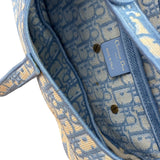 Christian Dior Blue/White Oblique Embroidered Saddle Bag