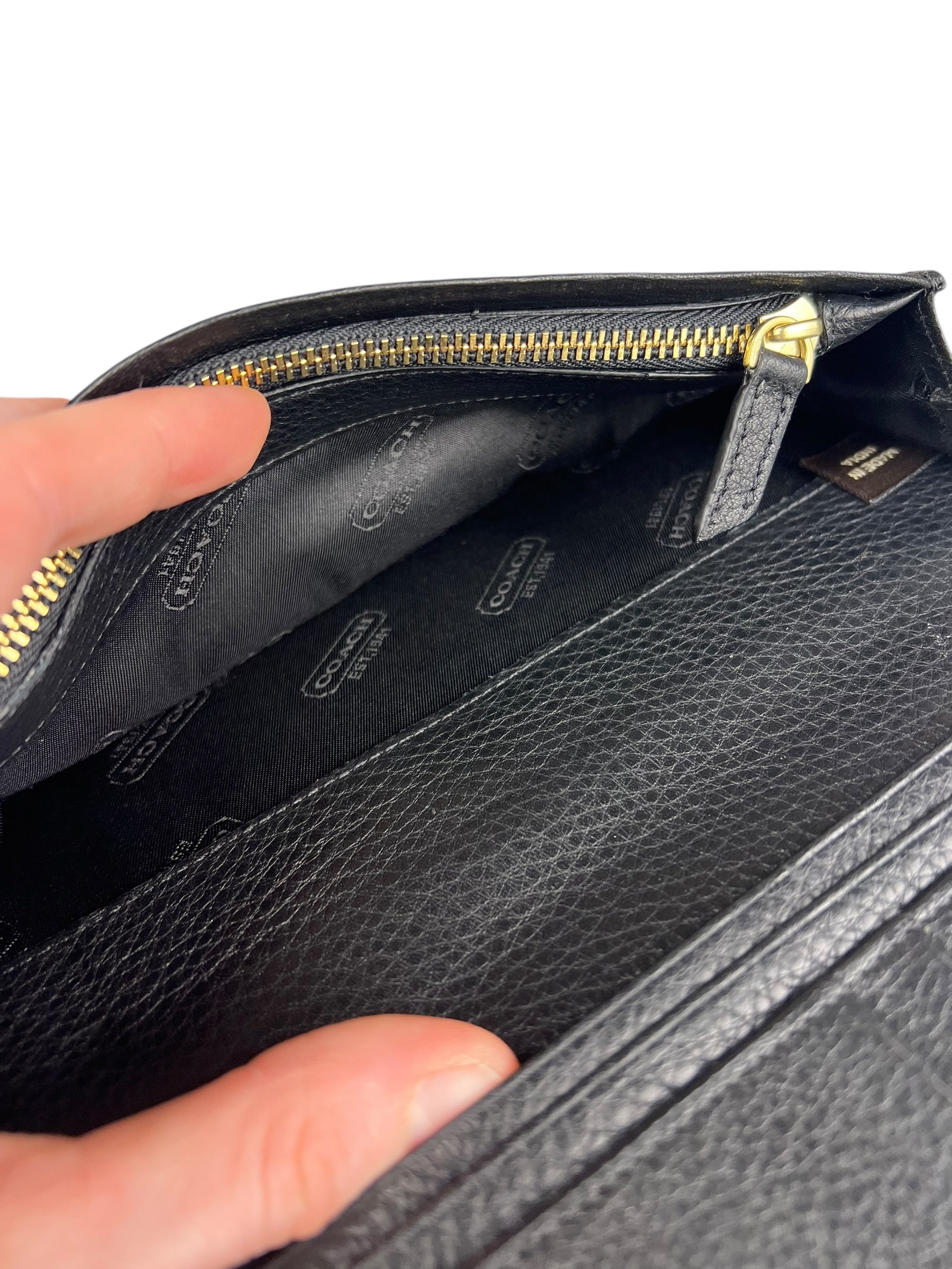 Coach Black Leather Long Wallet