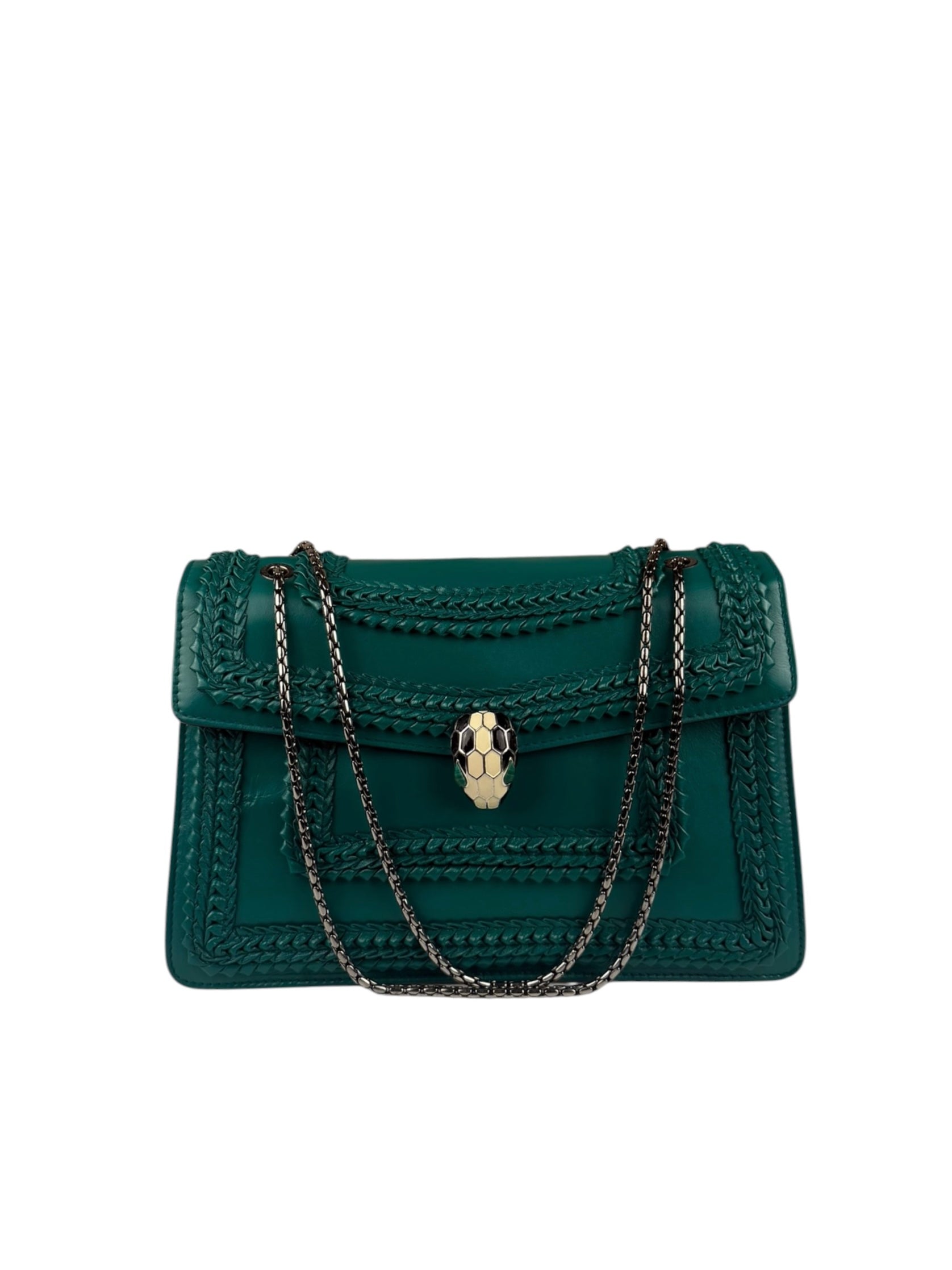 Bvlgari Green Leather Serpenti Forever Shoulder Bag