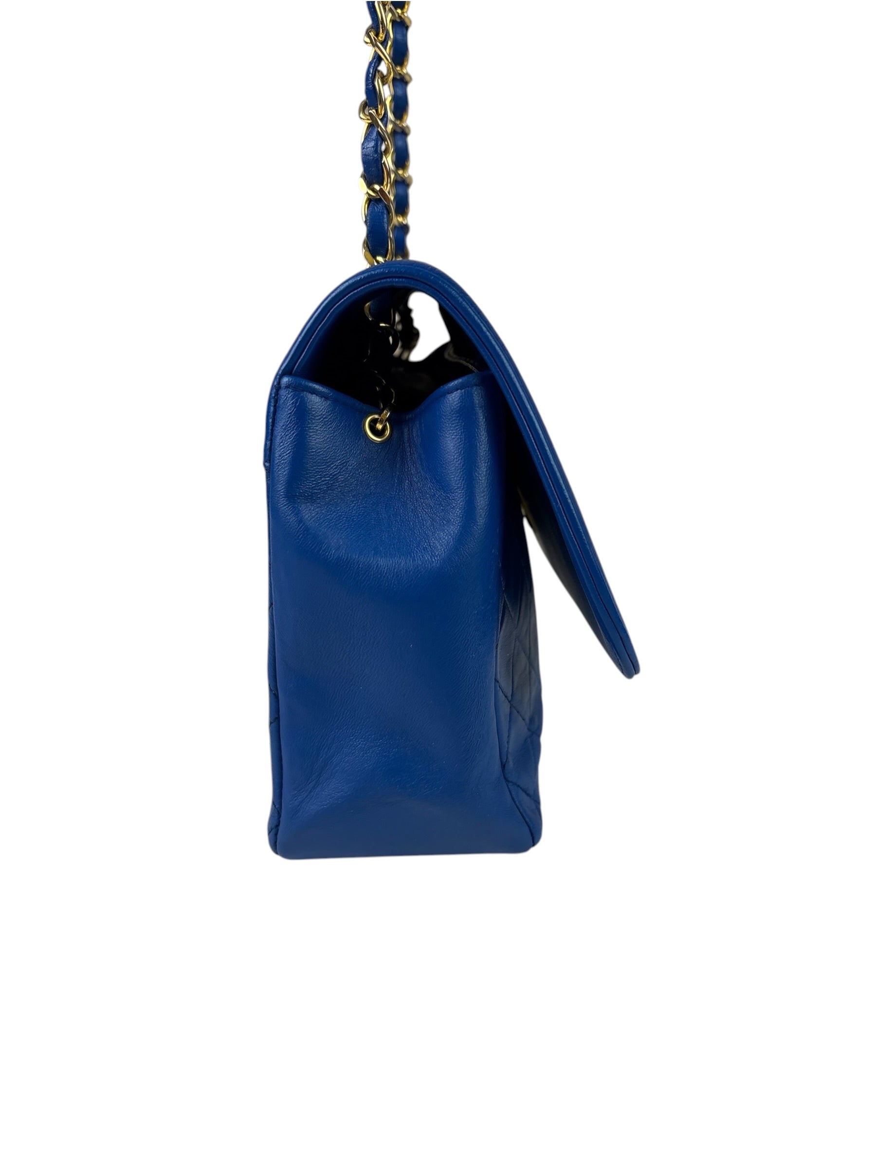 Chanel Vintage Blue Lambskin Flap Bag 1989