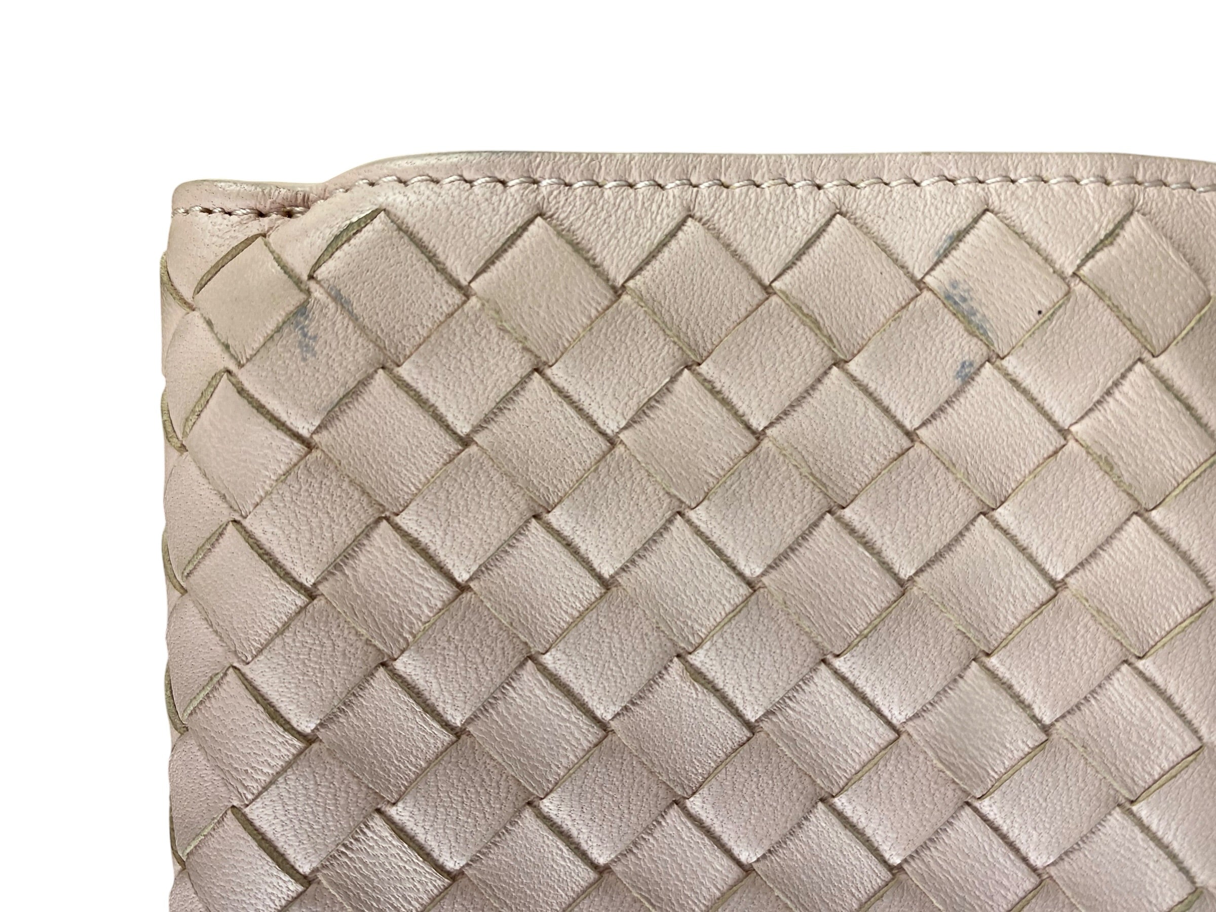 Bottega Veneta Intreccio Leather Wallet Light Pink