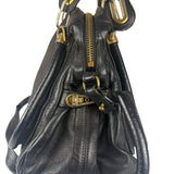 Chloe Black Leather Paraty Shoulder Bag