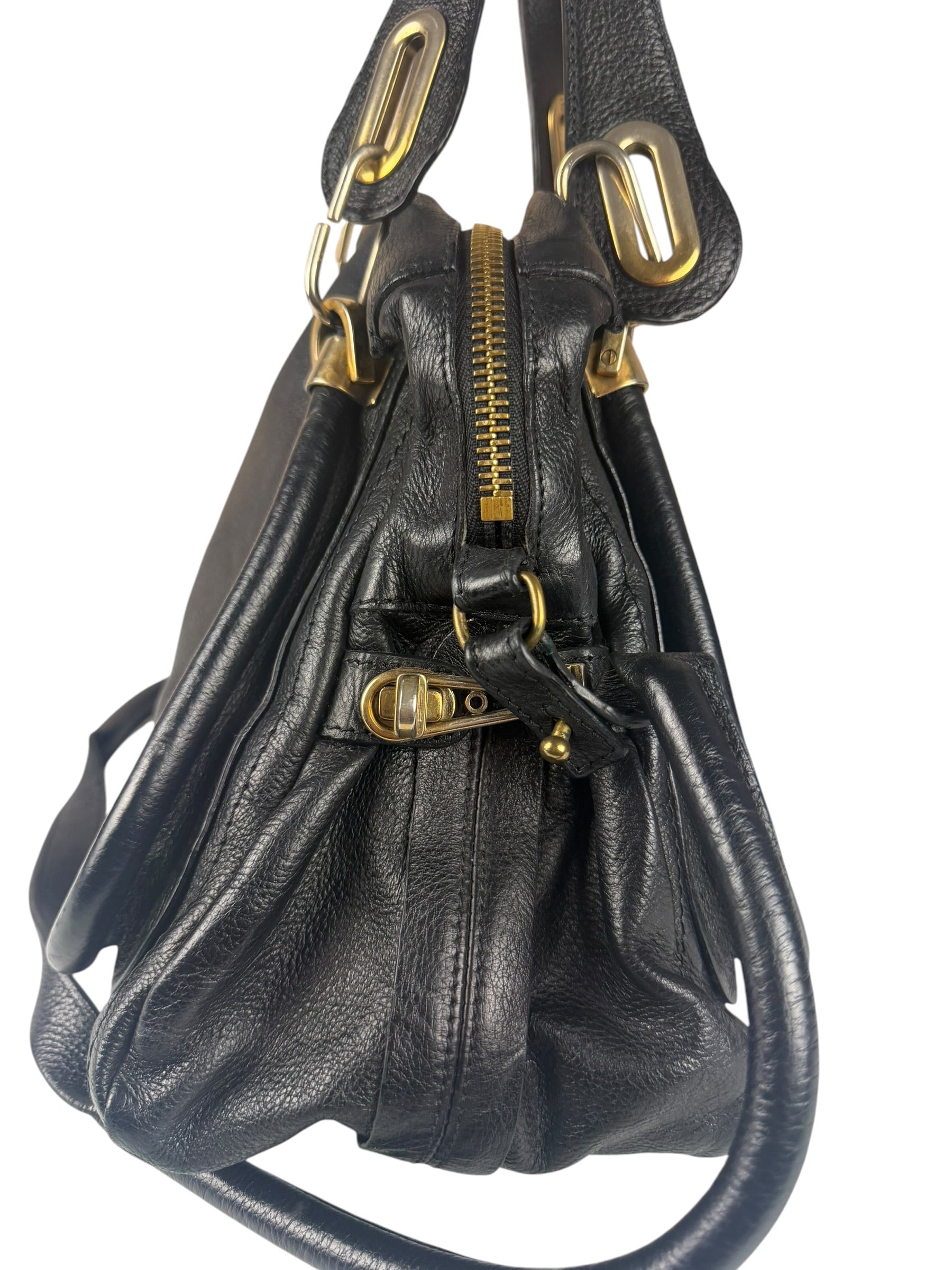 Chloe Black Leather Paraty Shoulder Bag
